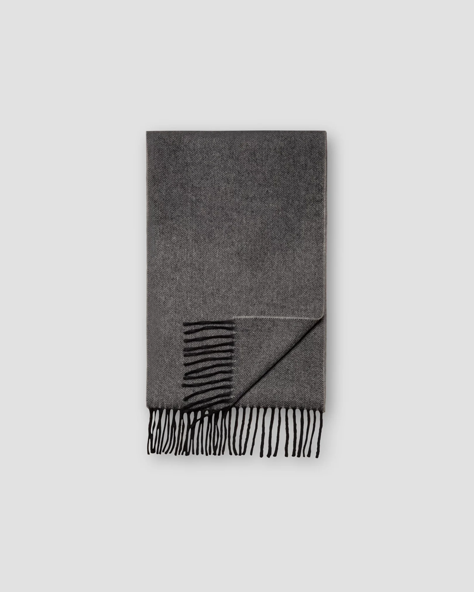Eton - mid grey herringbone wool scarf