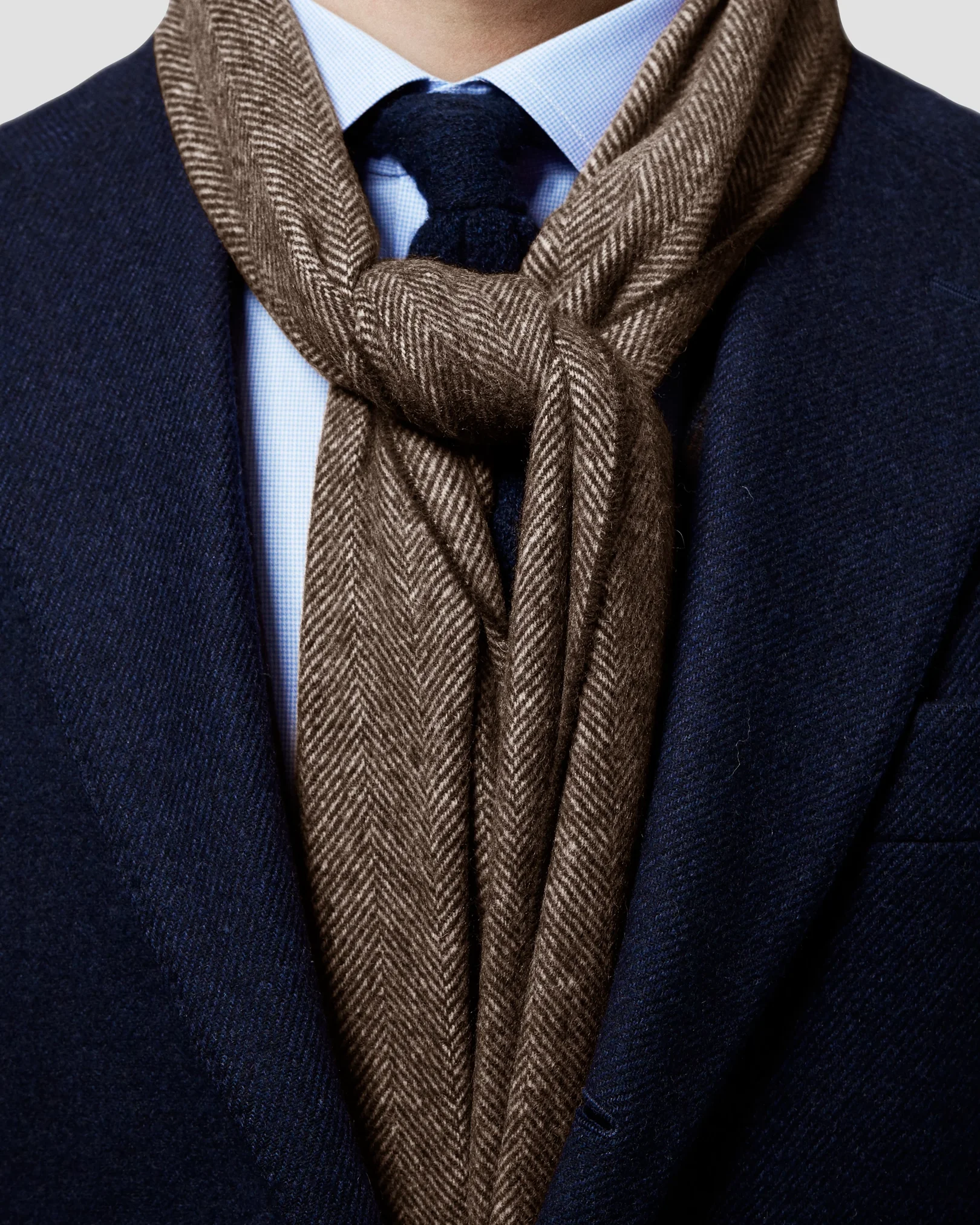 Eton - brown herringbone wool scarf