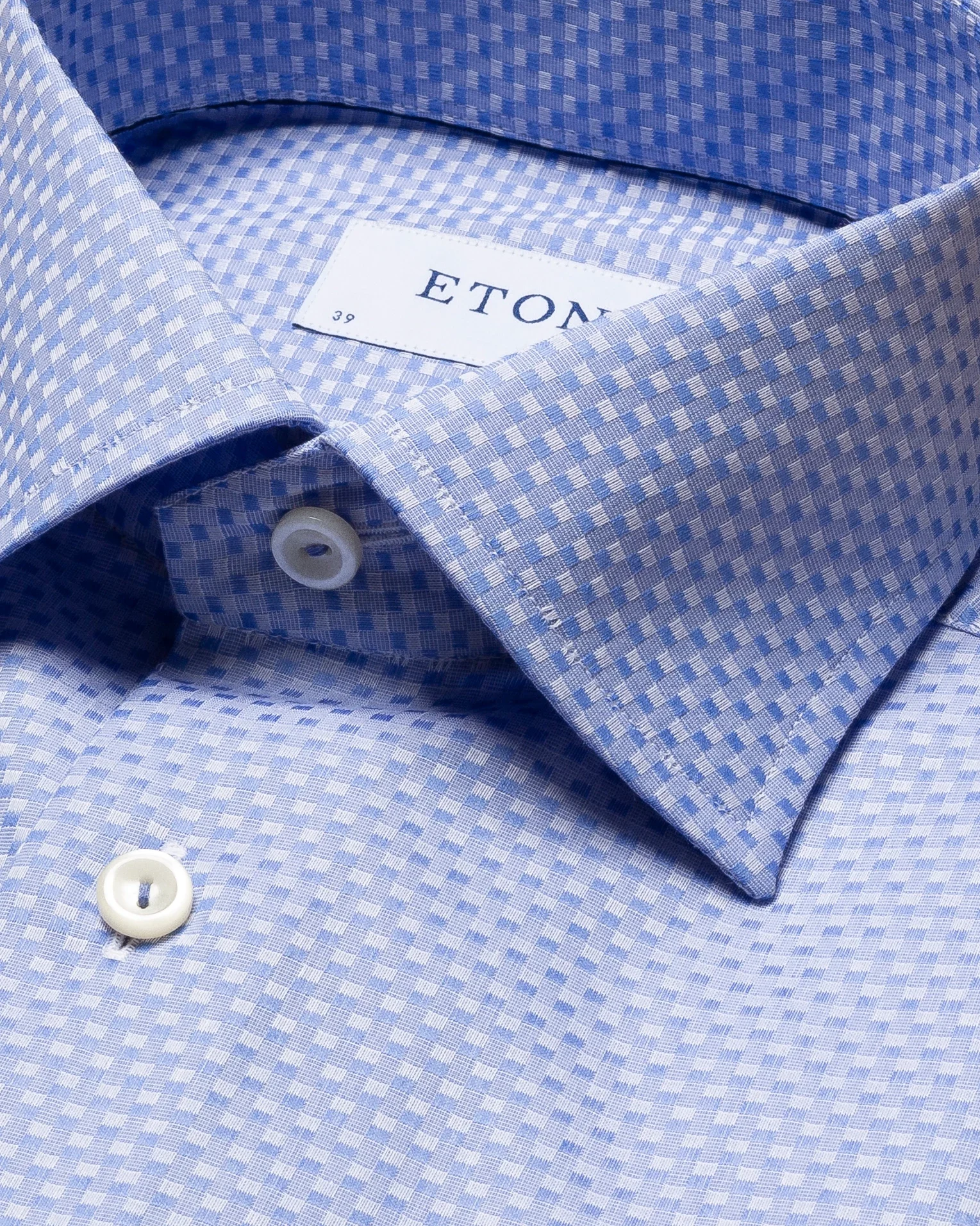 Eton - light blue checked dobby shirt