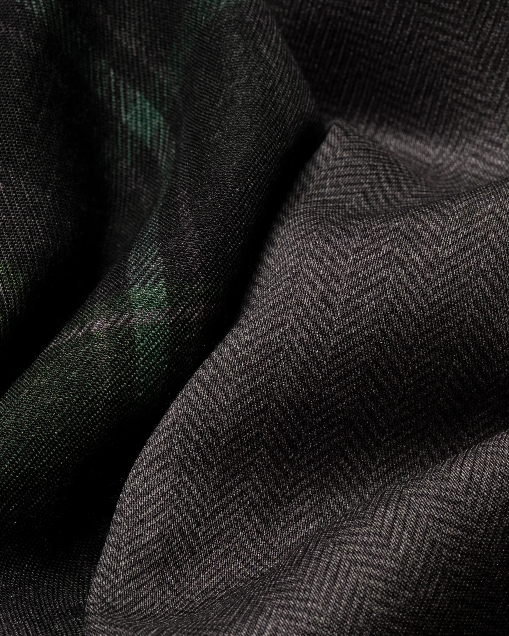Eton - dark green plaid double sided wool scarf