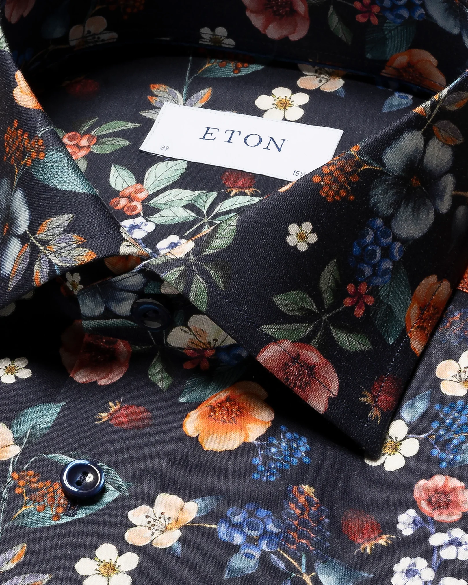 Eton - navy blue floral signature twill