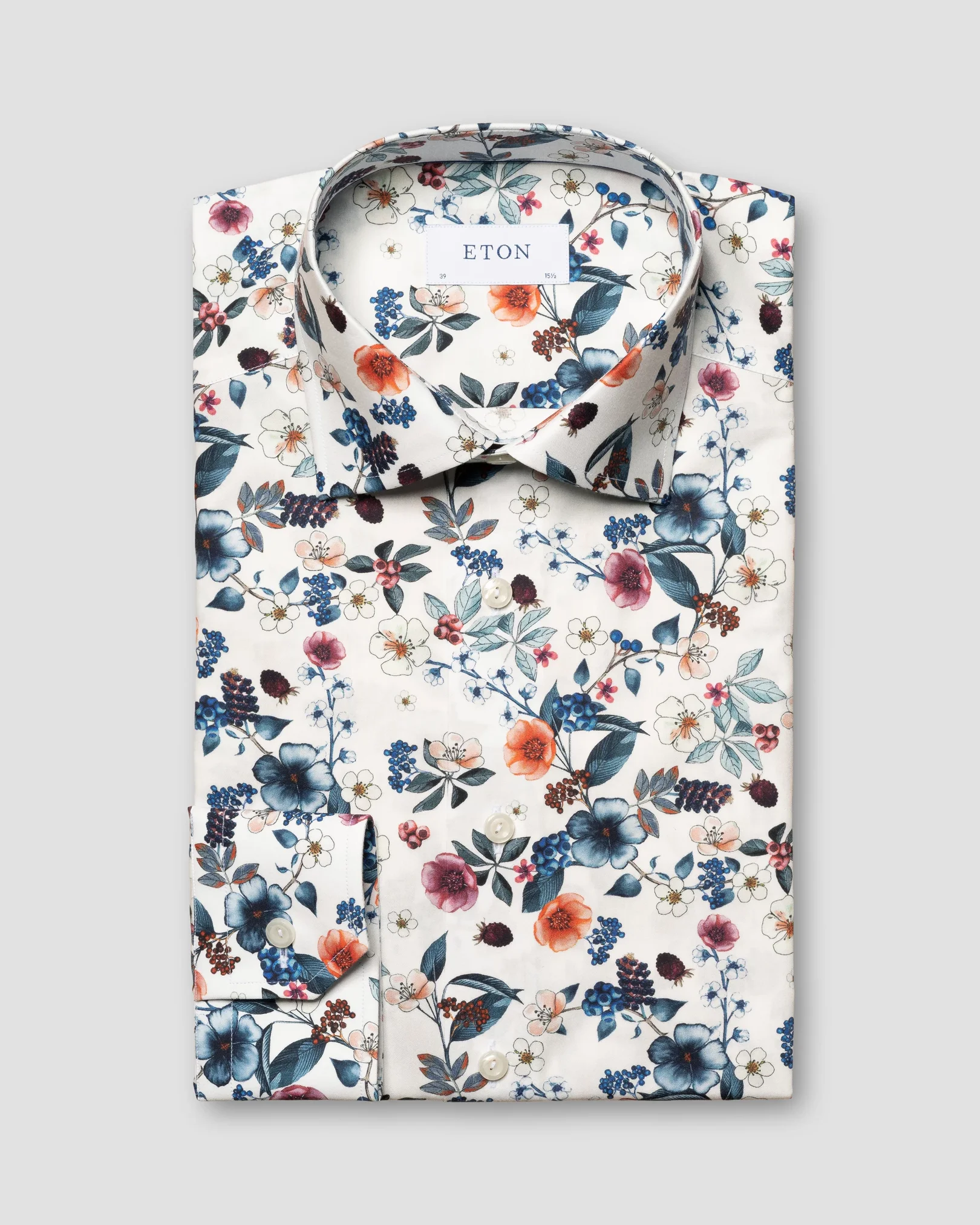 Eton - mid blue floral signature twill