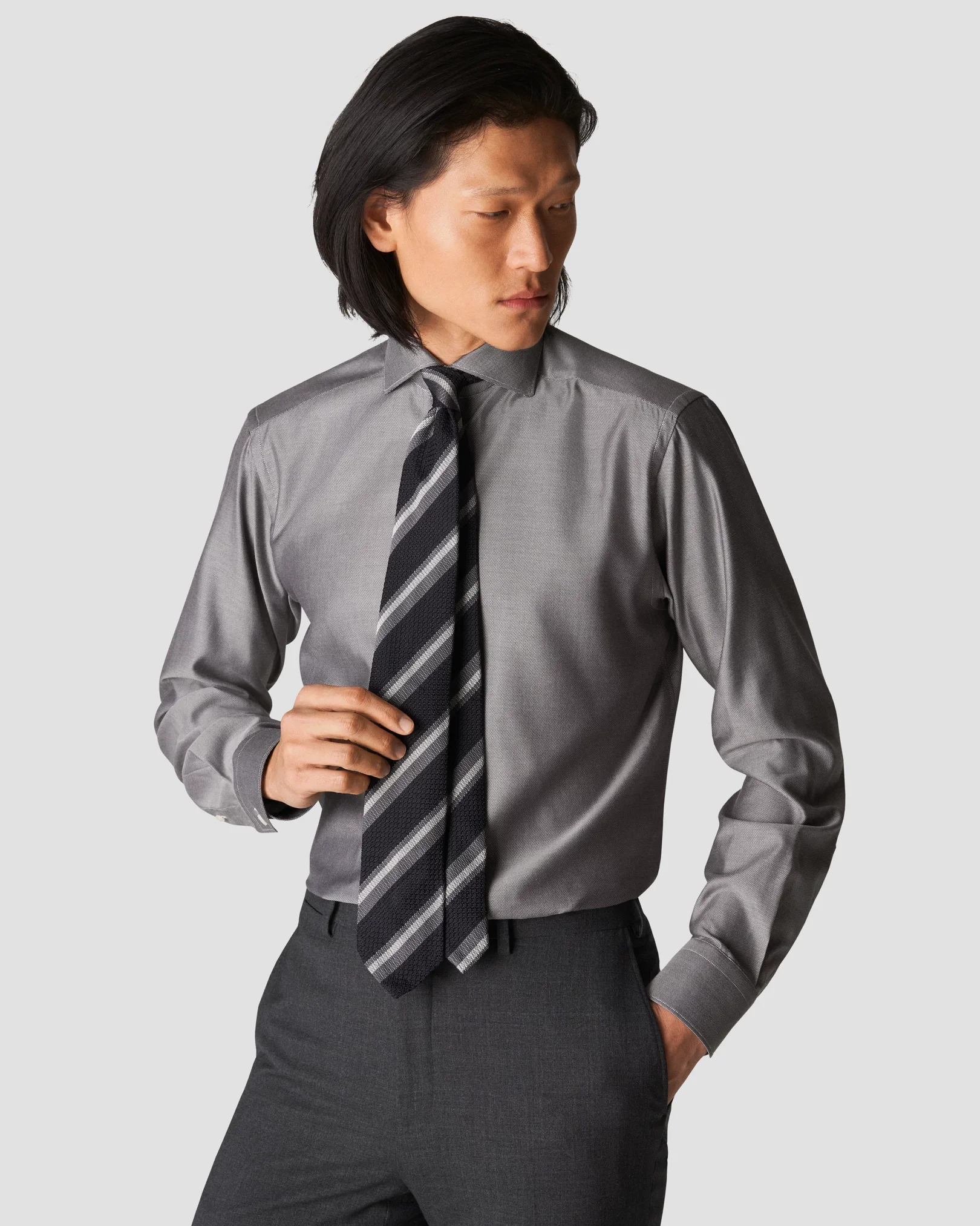 Eton - black cotton lyocell stretch