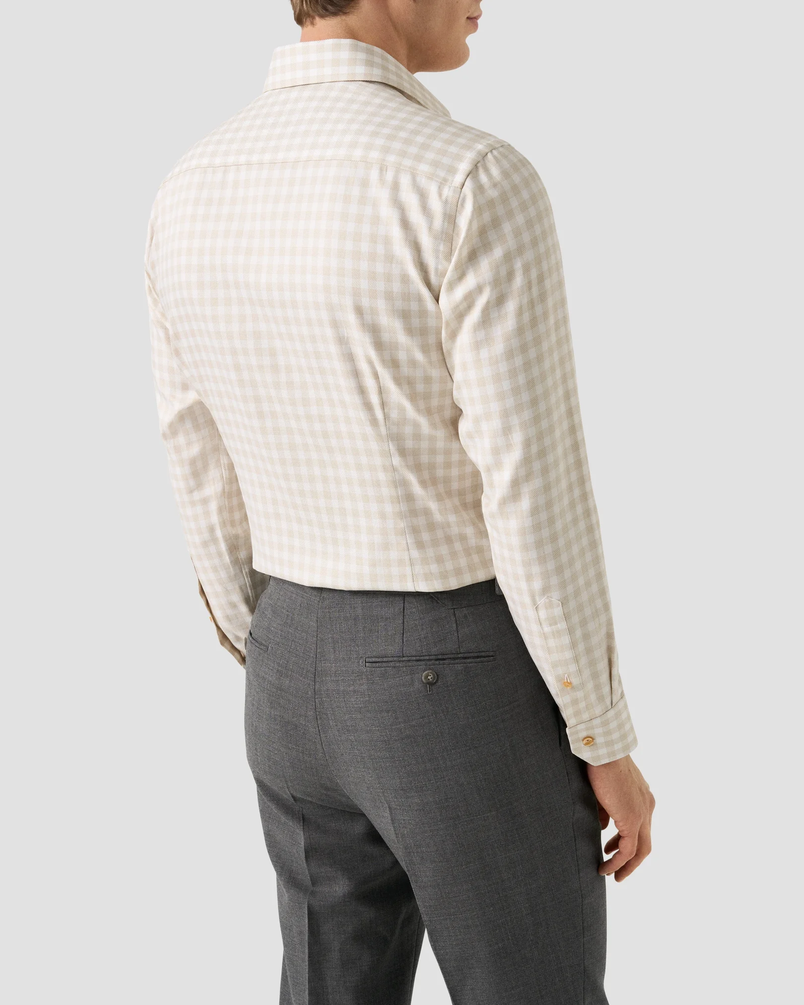 Eton - beige check signature twill shirt