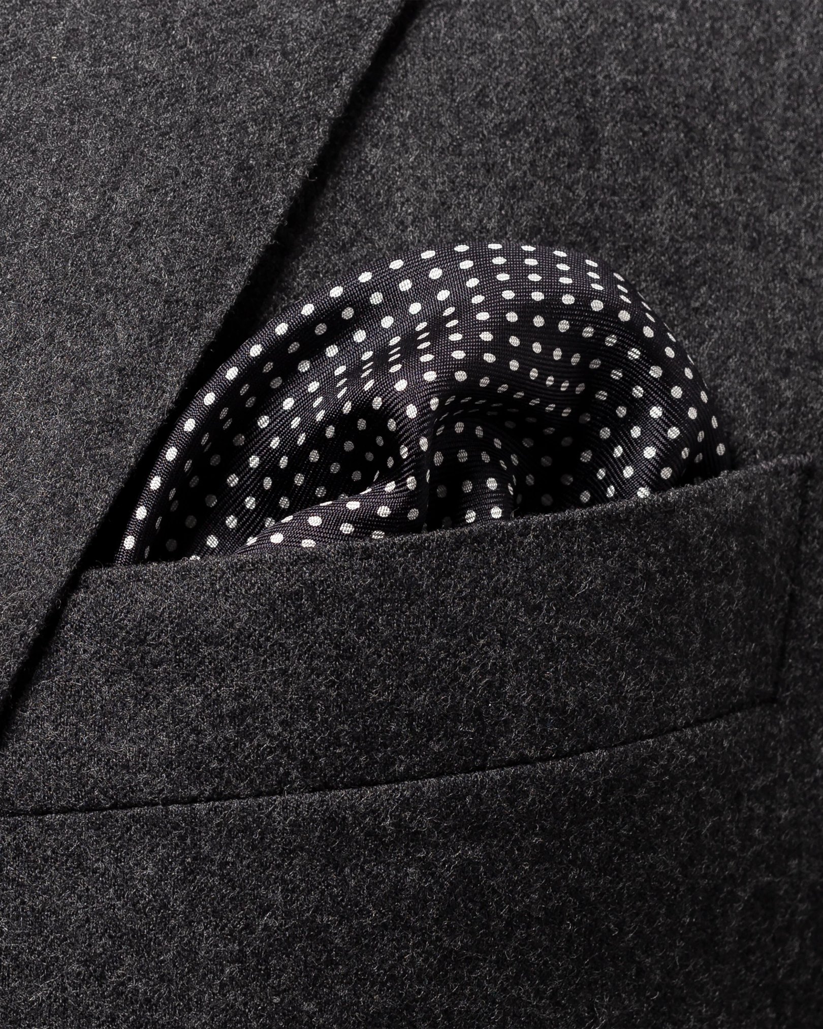 Eton - black polka dots silk pocket square
