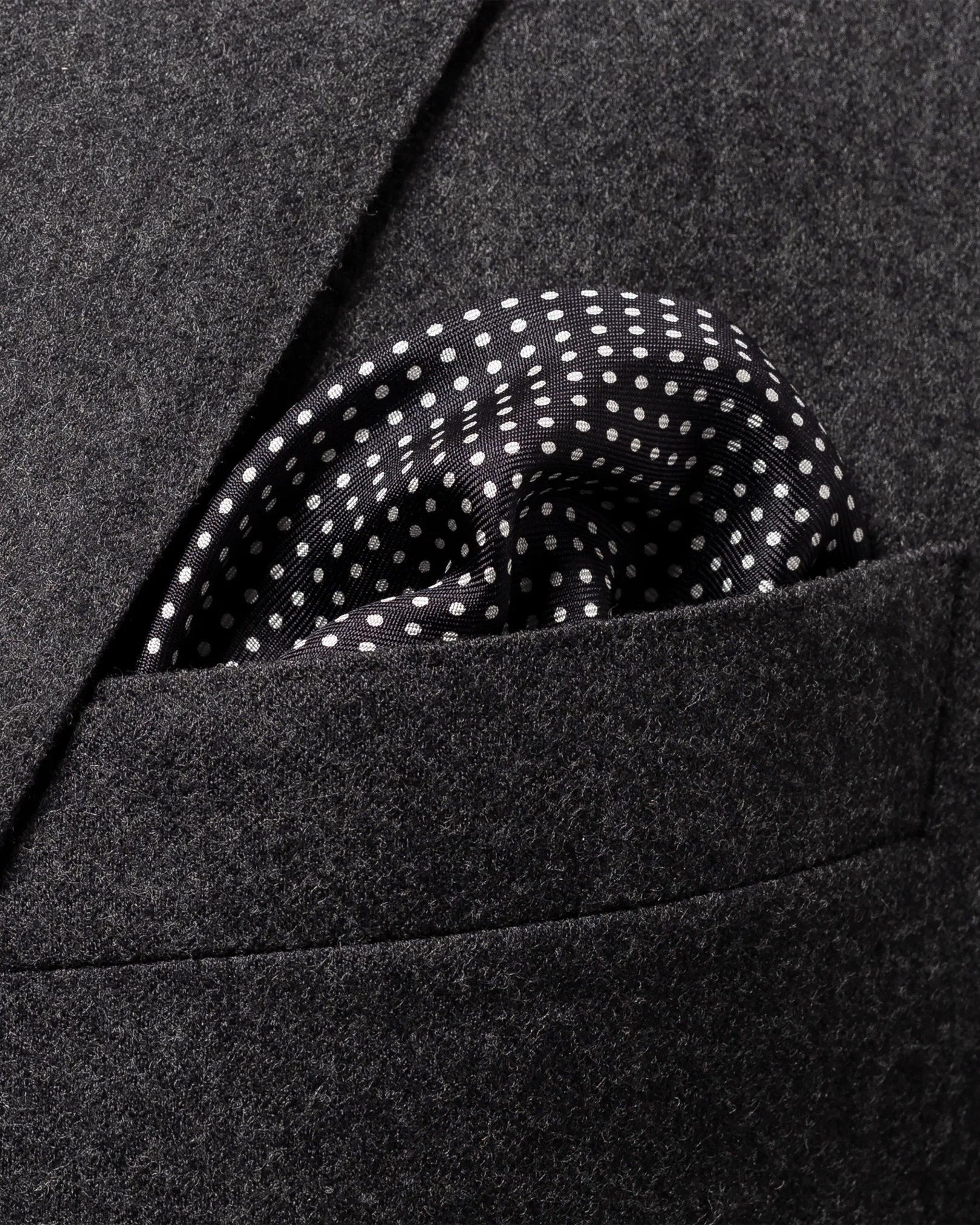 Eton - black polka dots silk pocket square