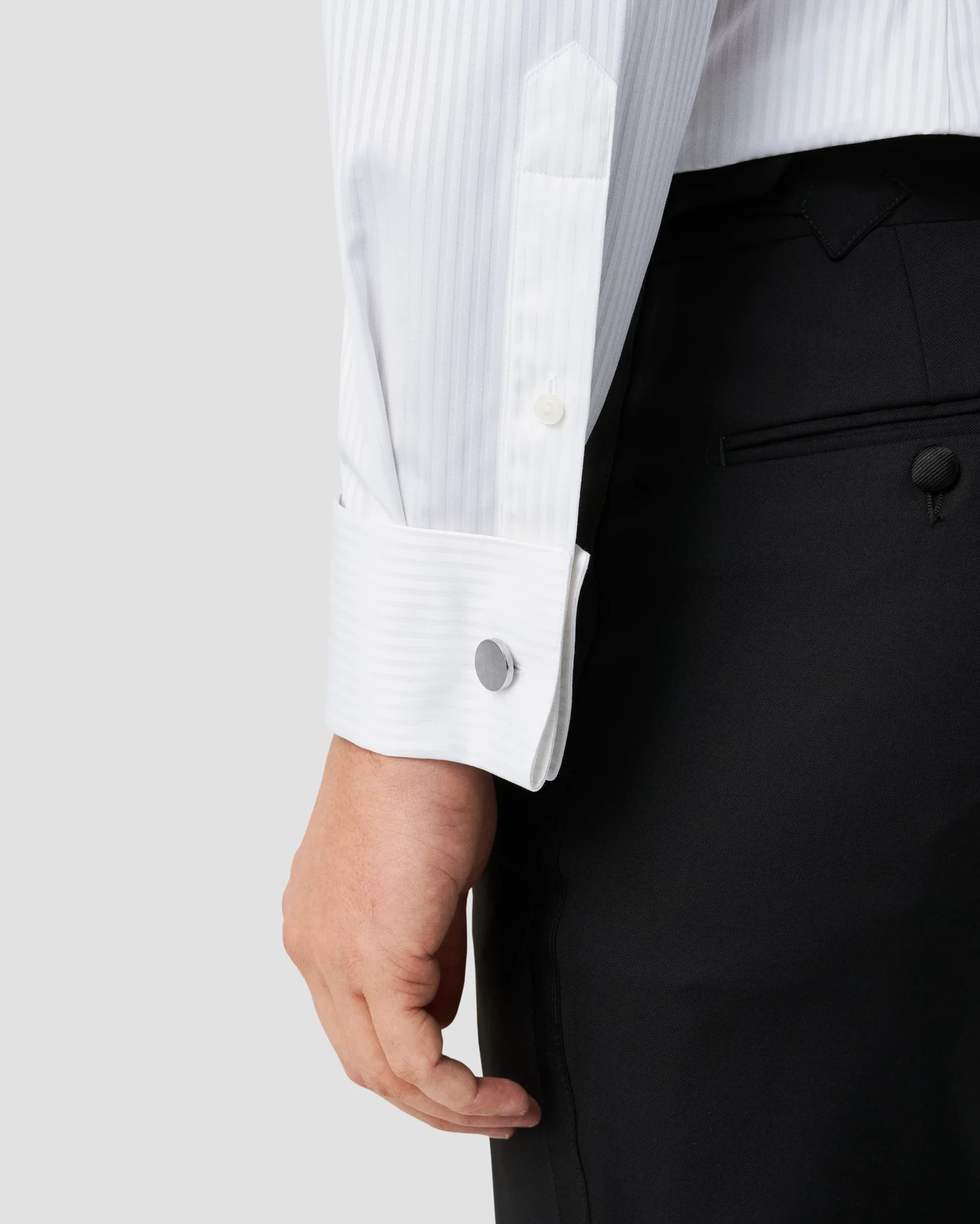 Eton - white satin striped evening shirt
