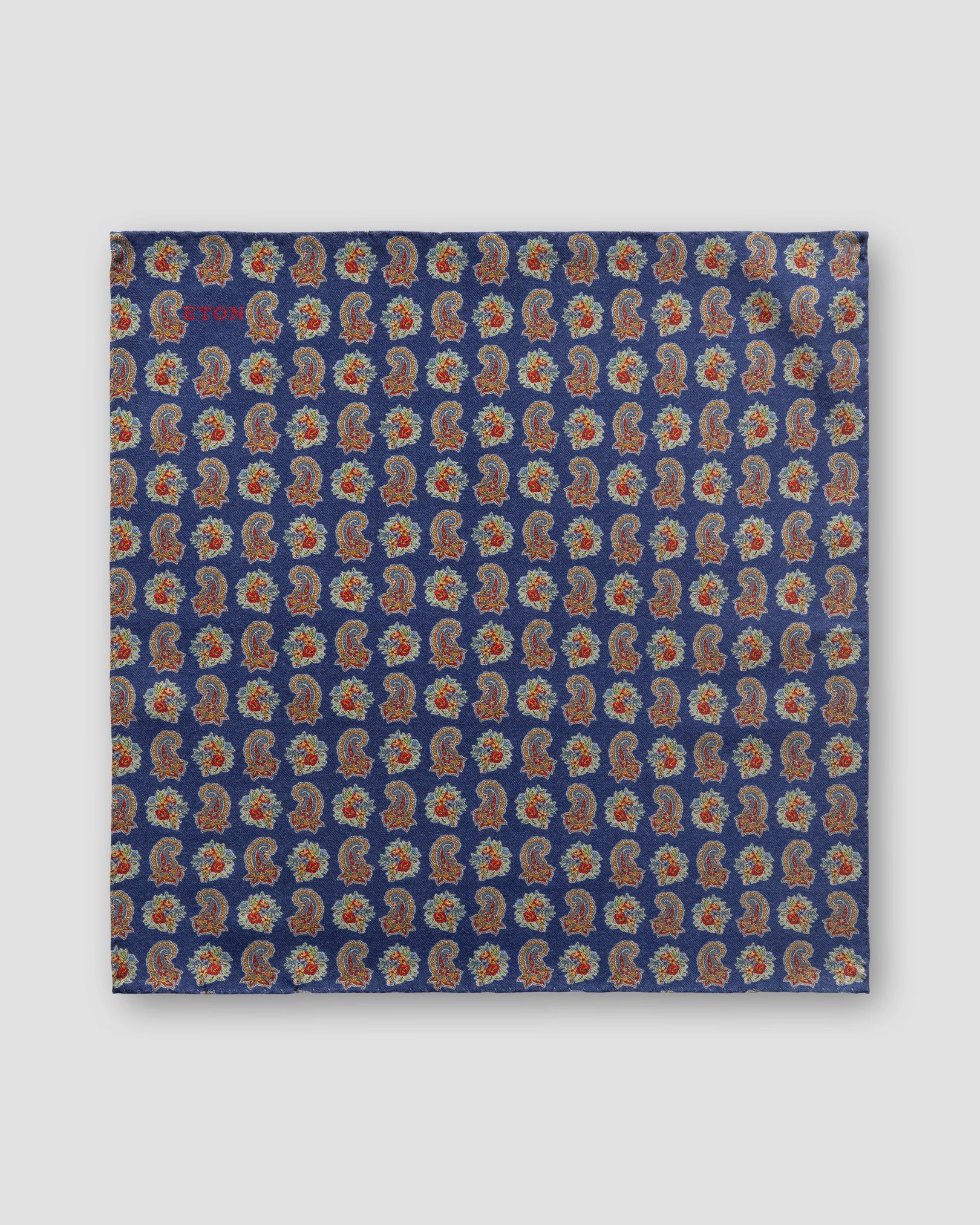 Eton - mid blue double sided wool pocket square