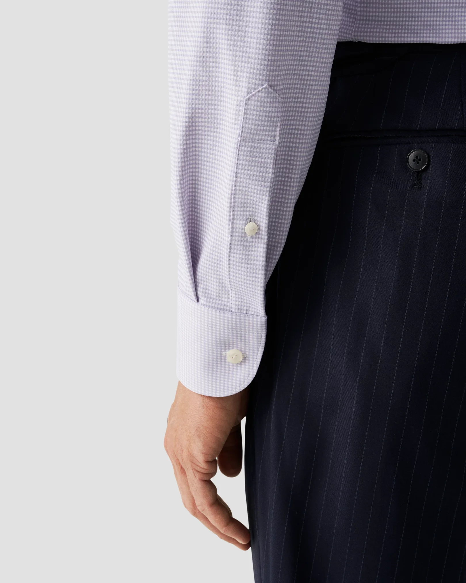 Eton - light purple micro check four way strech shirt