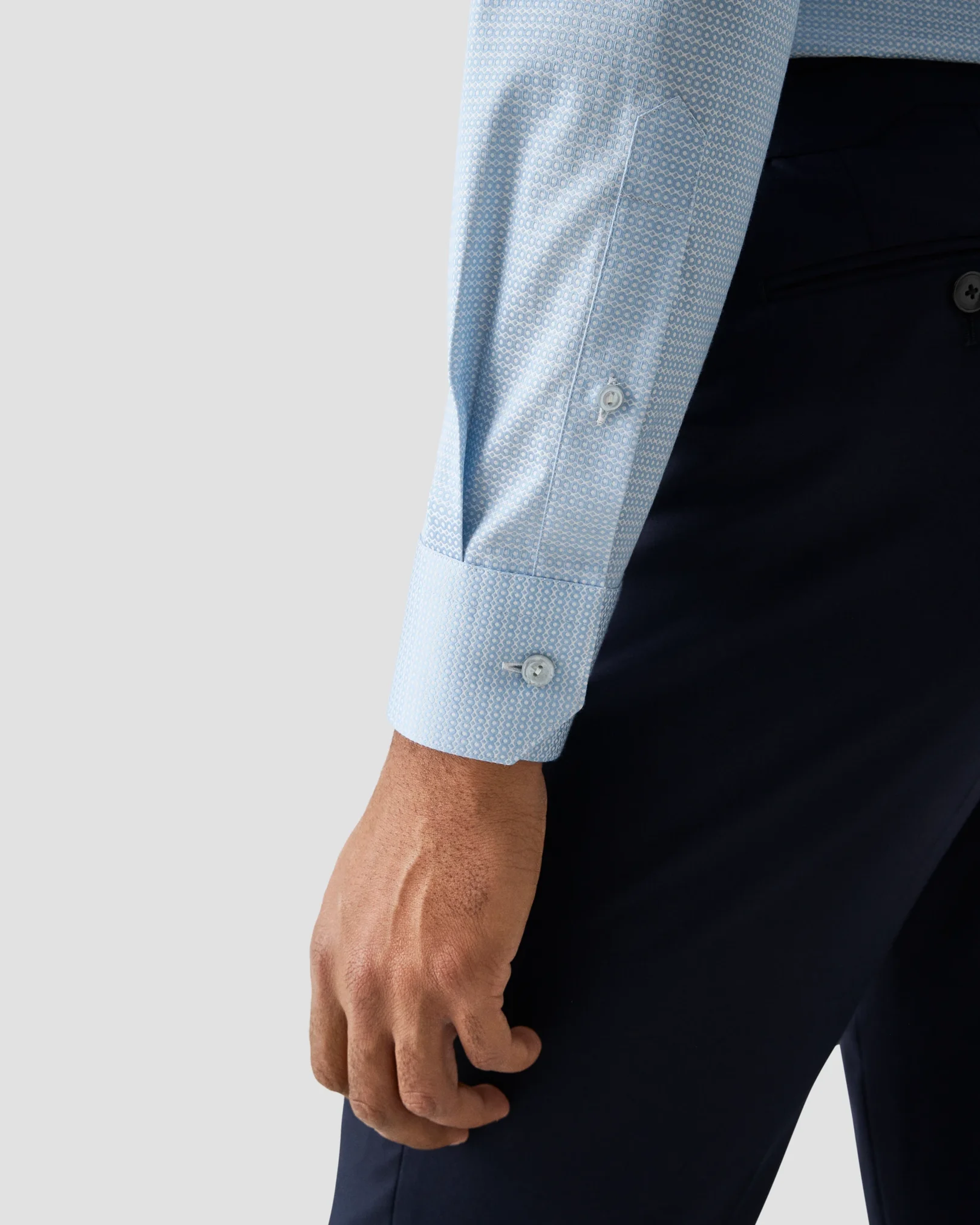 Eton - light blue semi solid elevated piqueshirt