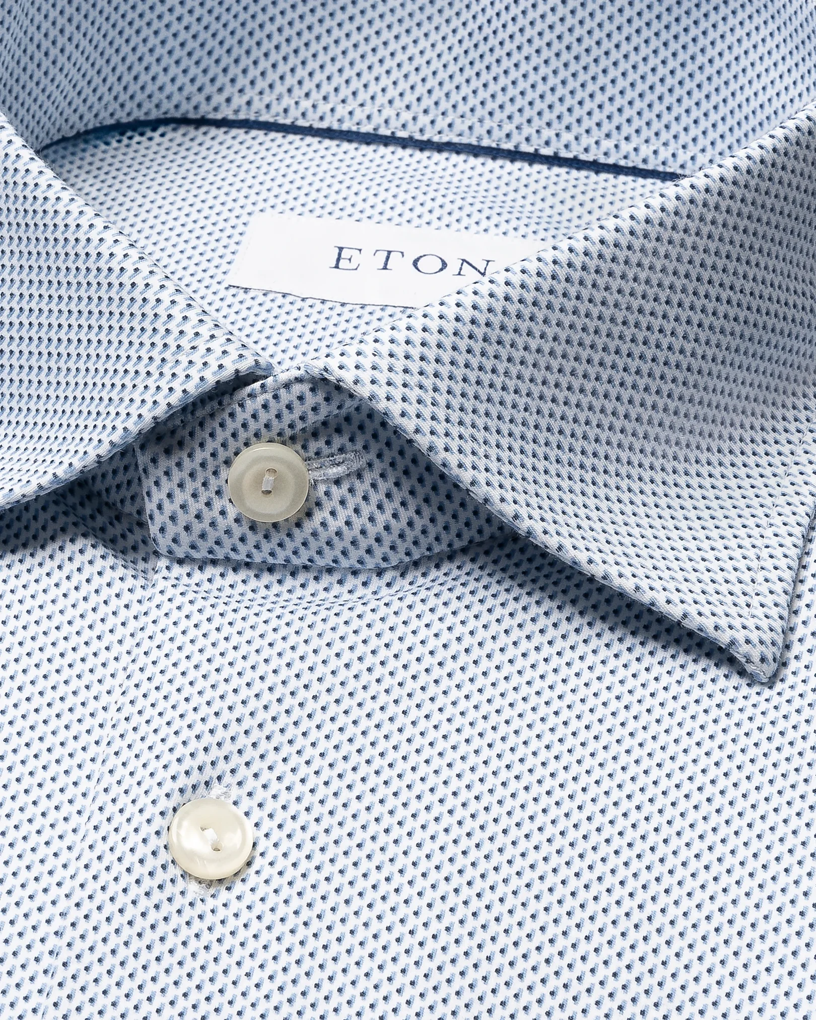 Eton - light blue geometric cotton four way stretch shirt