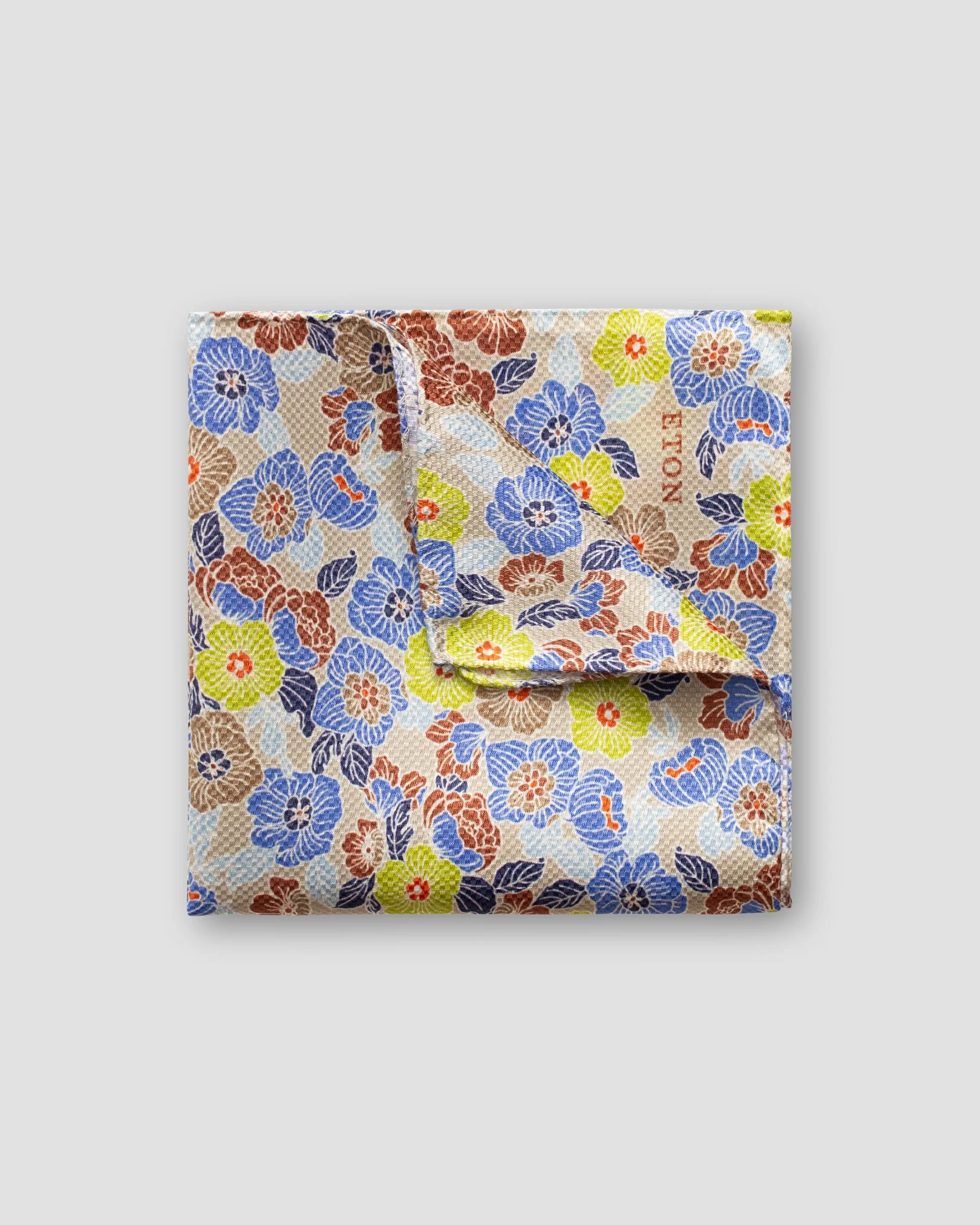 Eton - Beige retro flower print pocket square