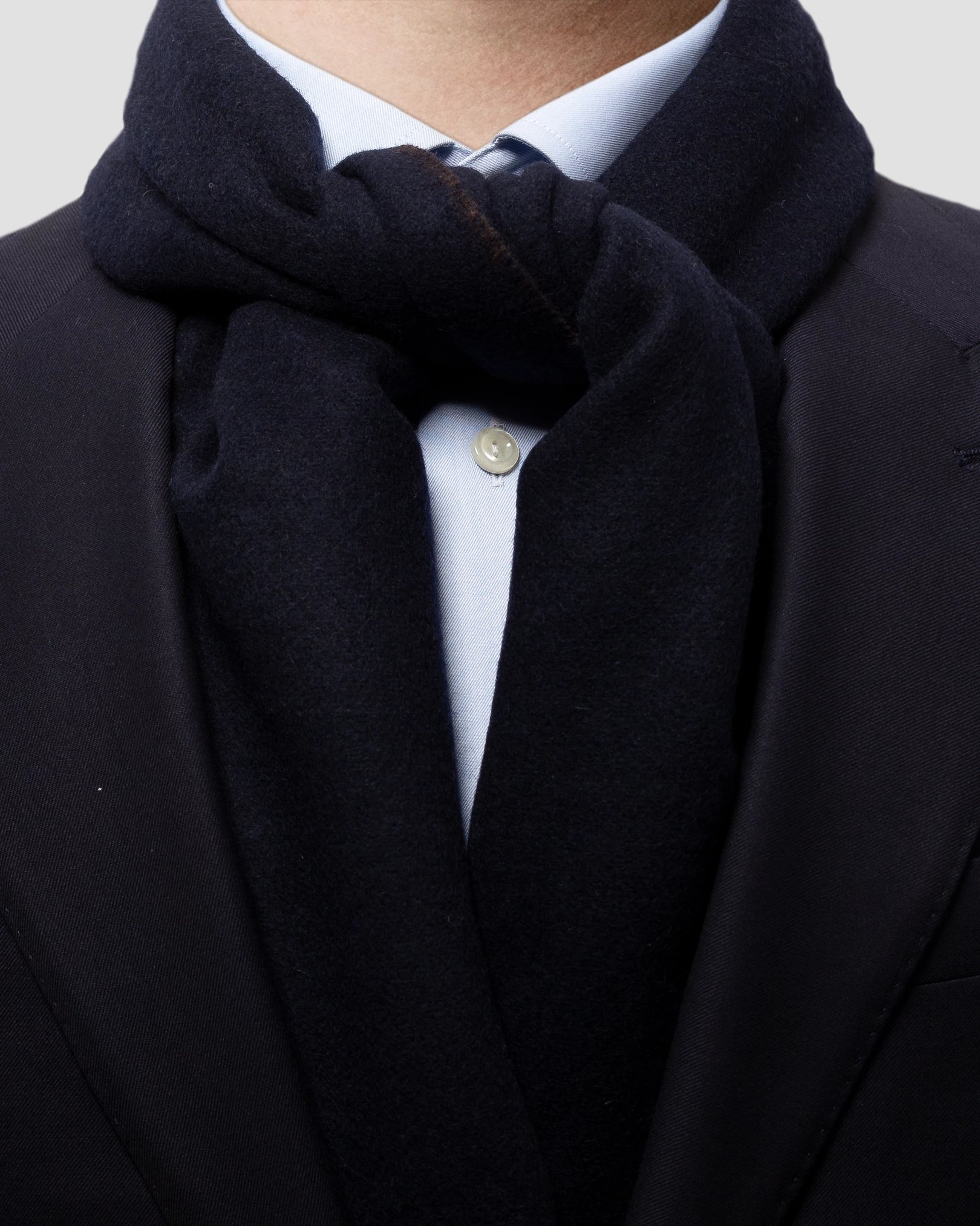Eton - blue and brown double sided wool scarf