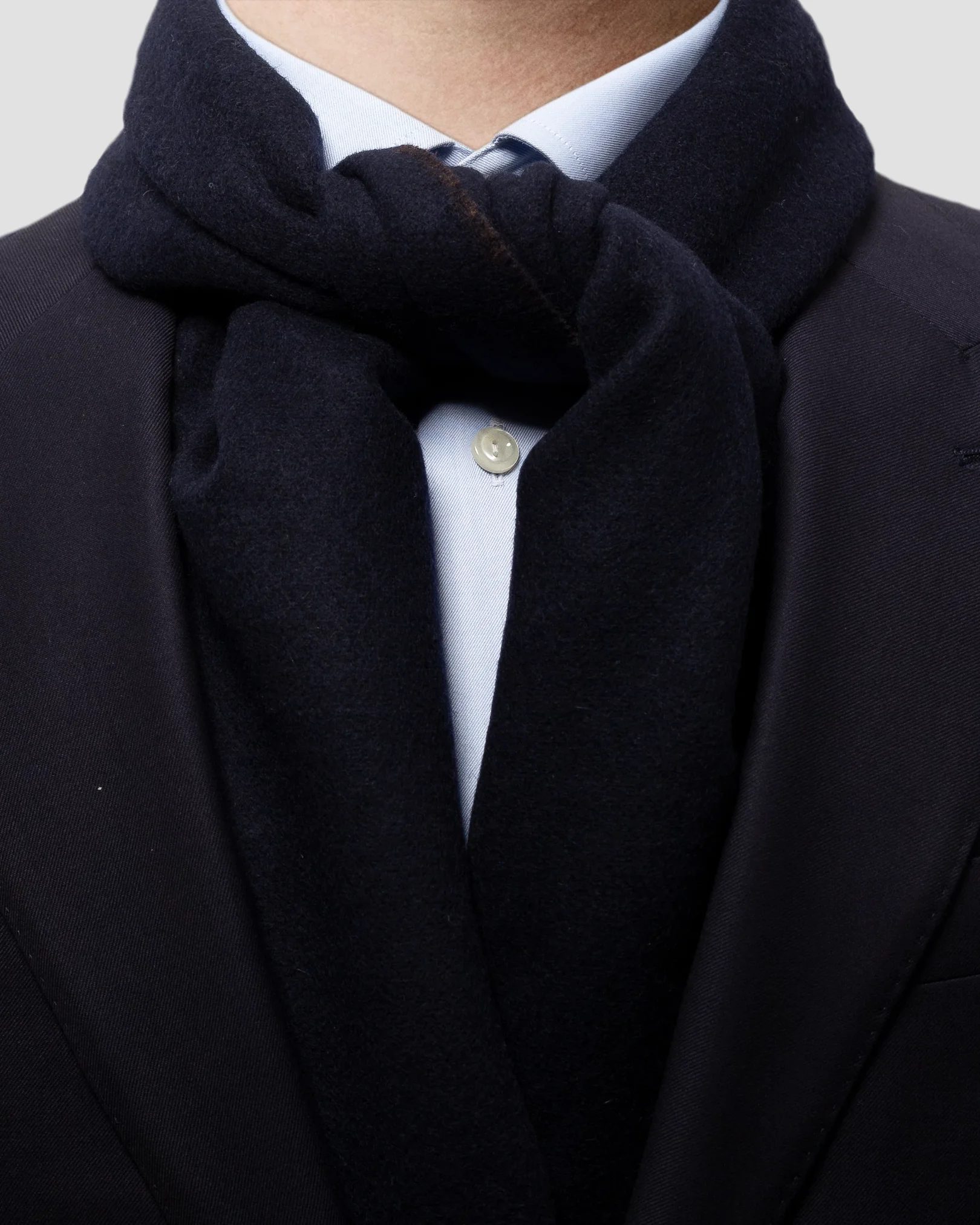 Eton - blue and brown double sided wool scarf