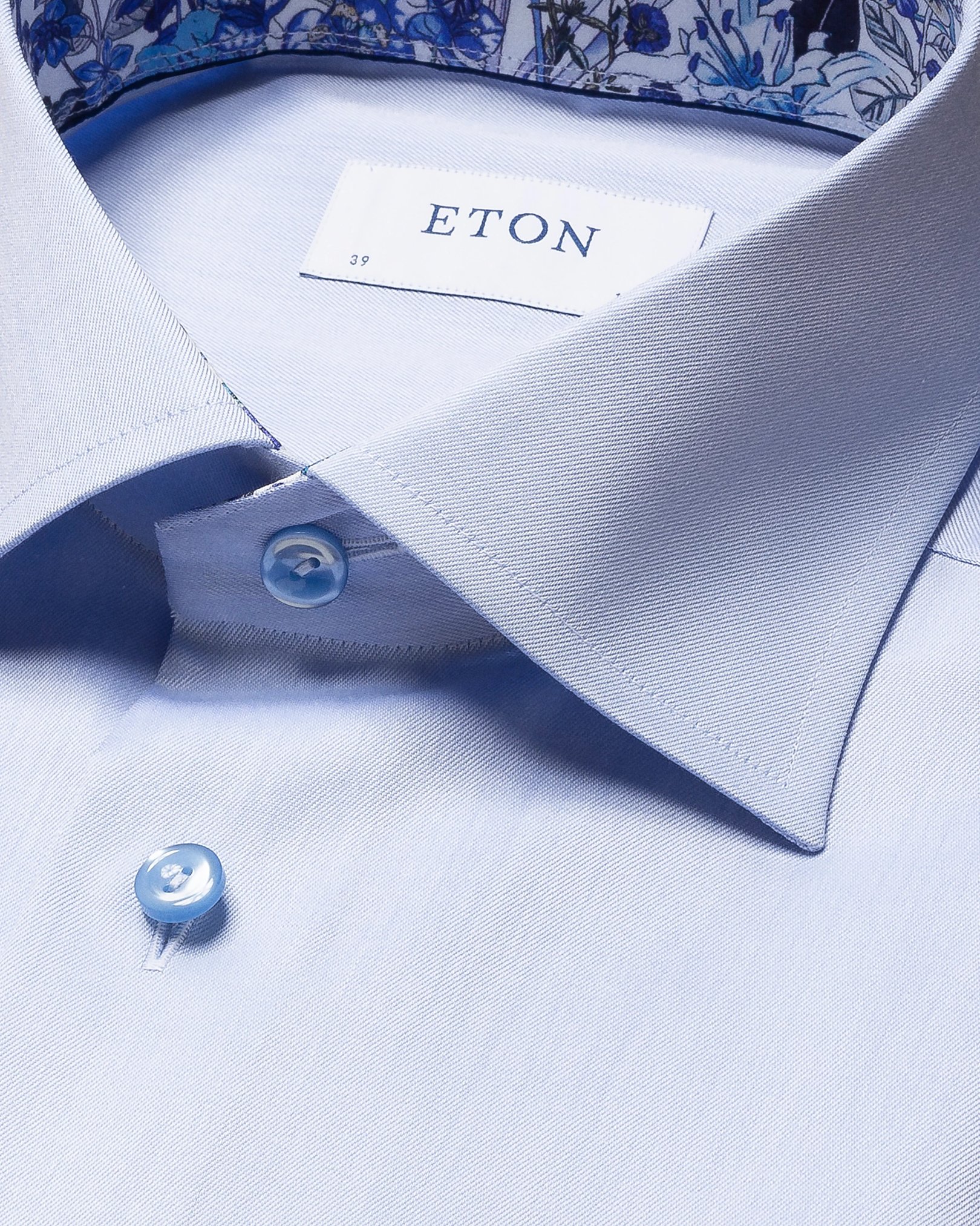 Eton - light blue signature twill floral details