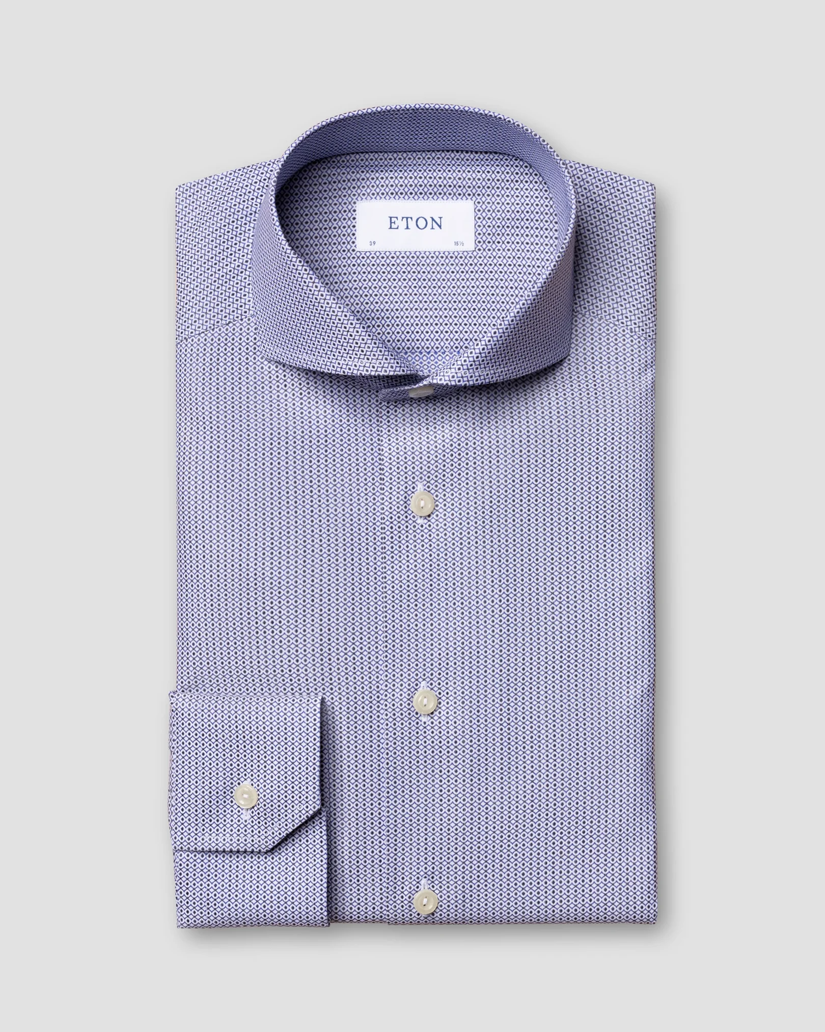 Eton - dark blue brocade shirt extreme cut away