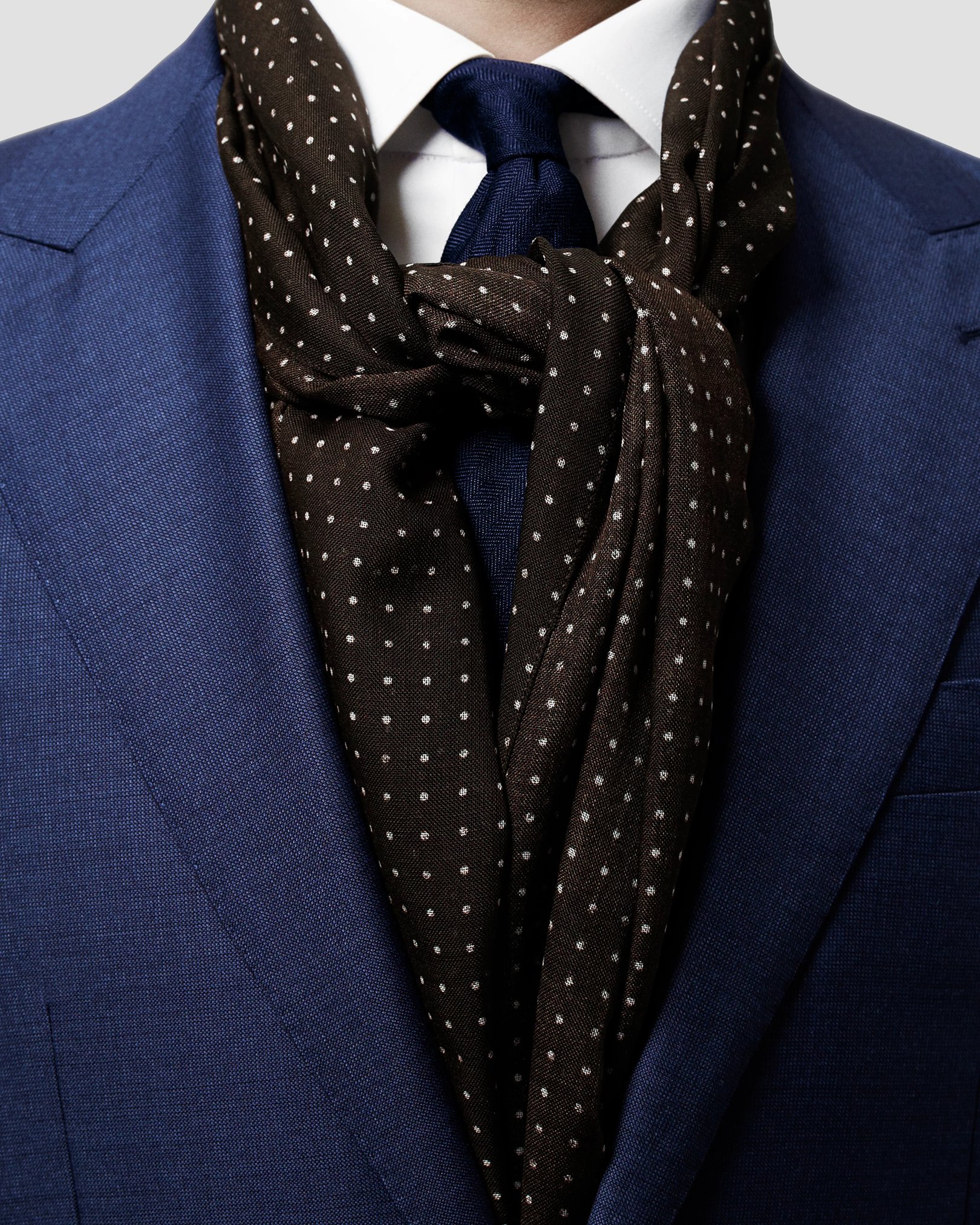 Eton - brown dots wool silk scarf