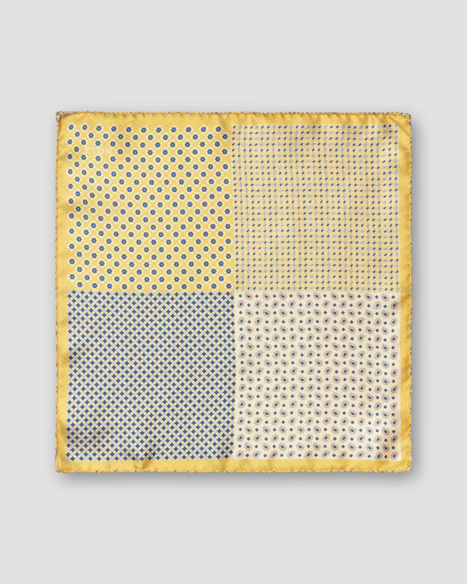 Eton - yellow four sided silk pocket square