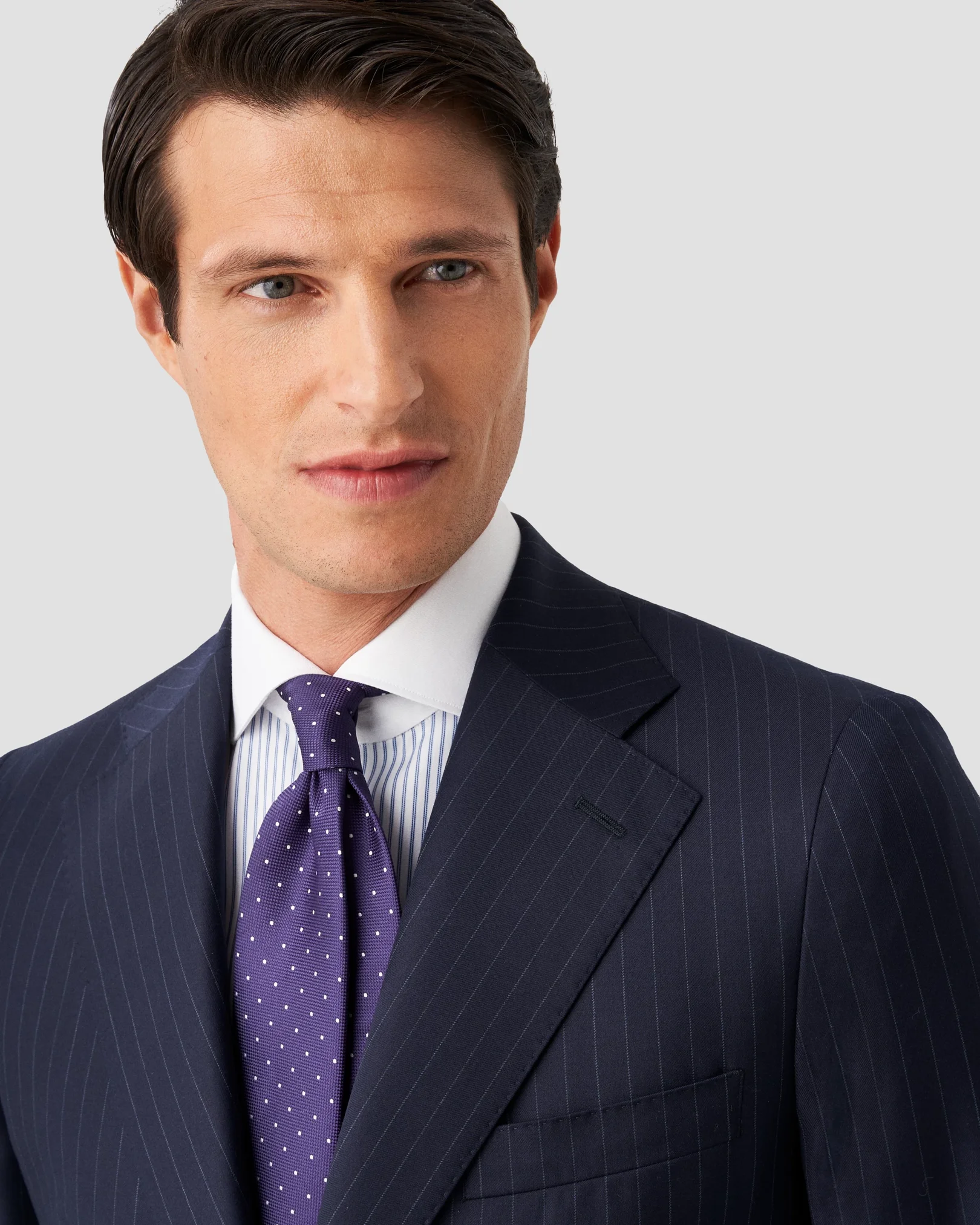 Eton - mid blue wide spread cotton tencel shirt