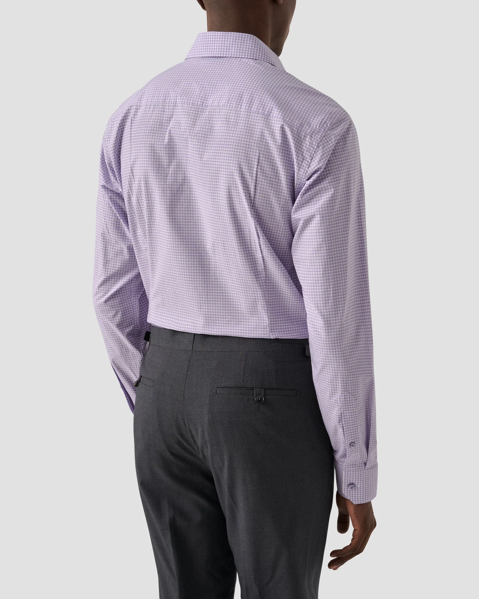 Eton - purple checked supima poplin shirt