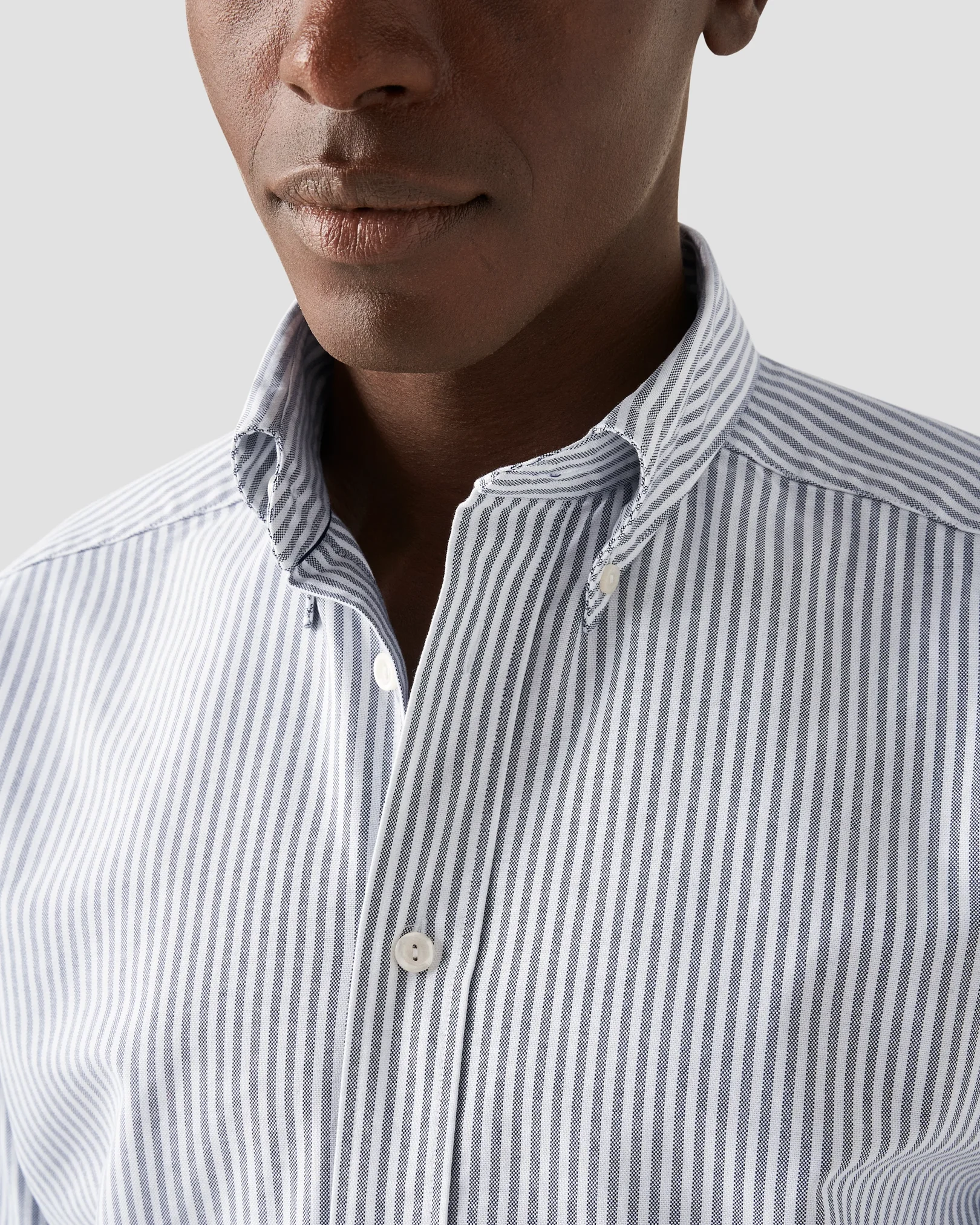Eton - striped dark blue oxford shirt
