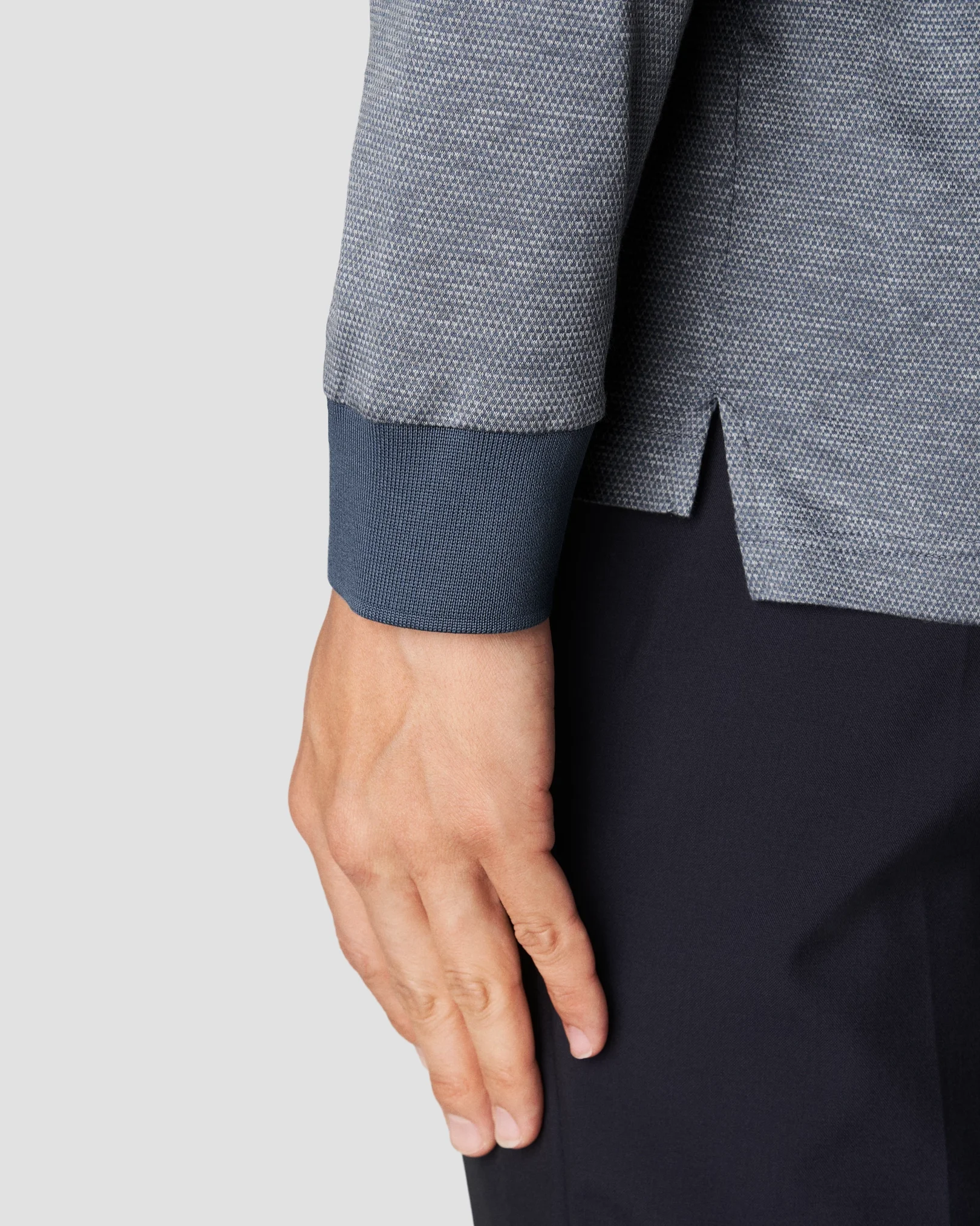 Eton - light blue knit jaquard knitted