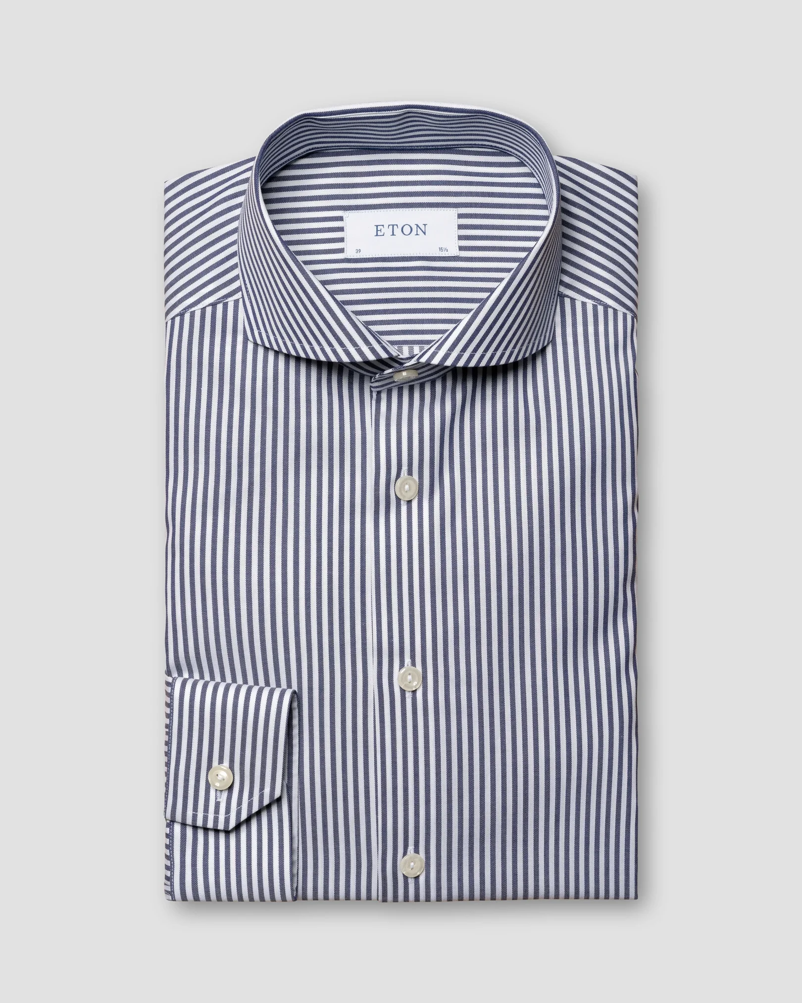 Eton - navy blue signature twill extreme cut away collar single cuff super slim fit