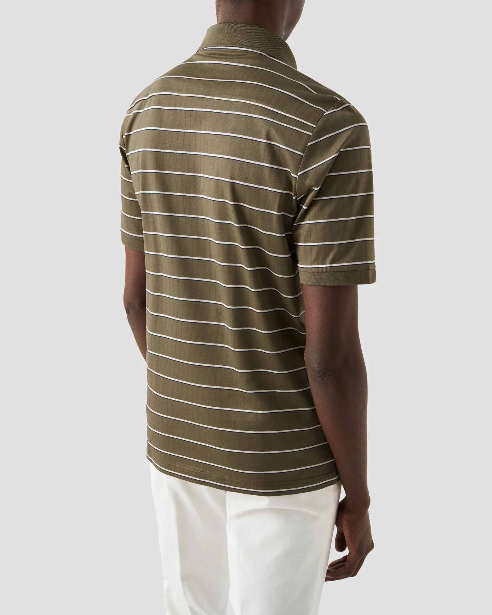 Eton - mid green knitted collar short sleeve regular fit