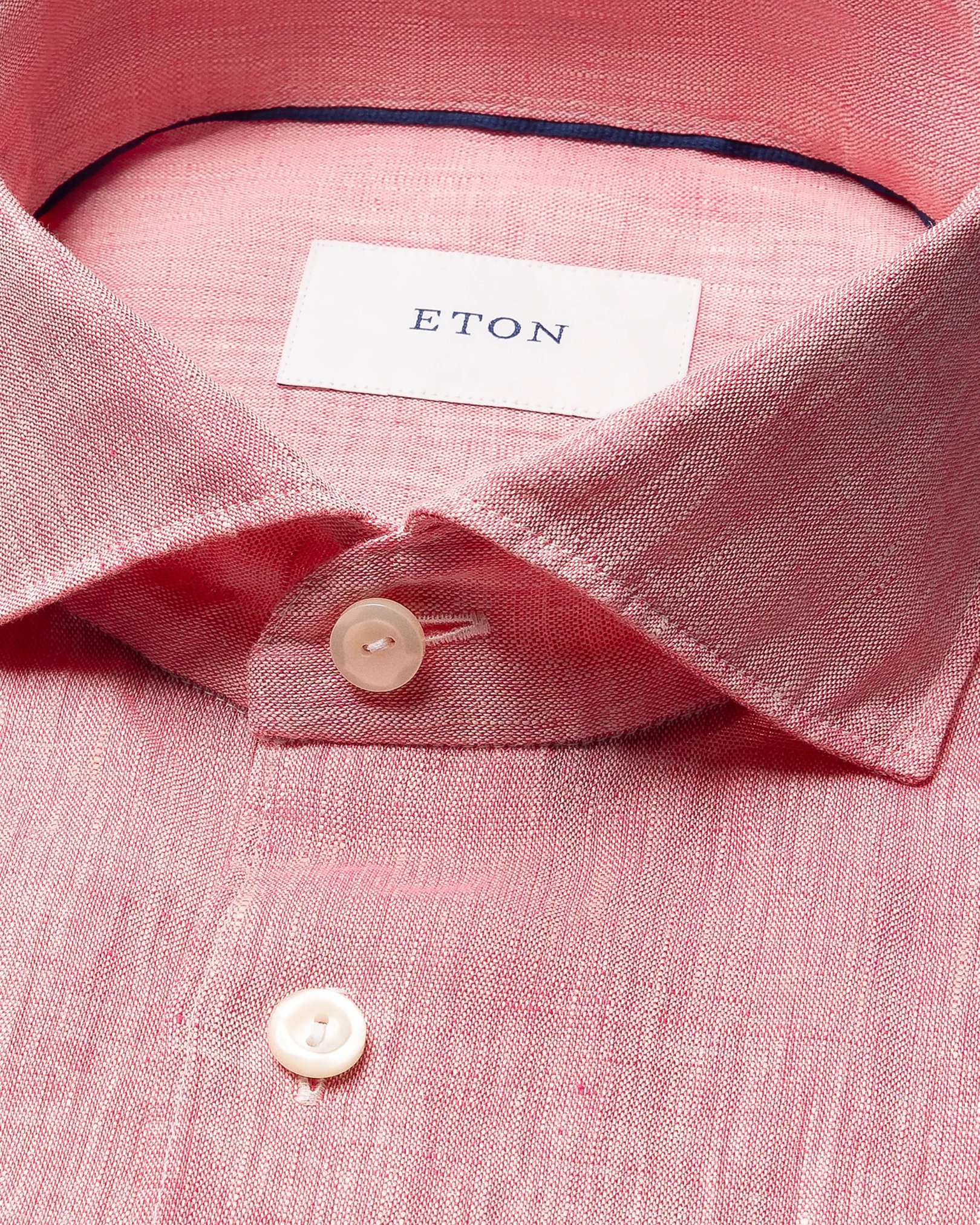 Eton - red solid short sleeve linen shirt