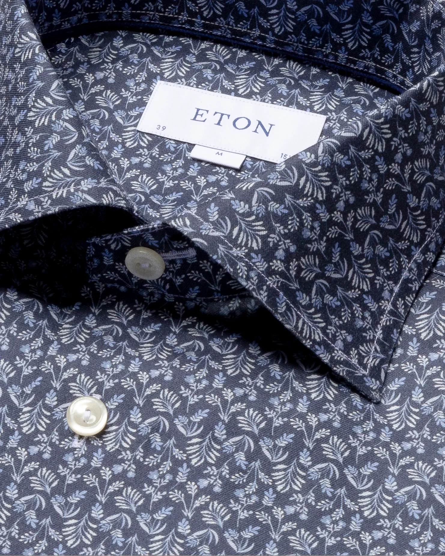Eton - navy flannel floral print shirt