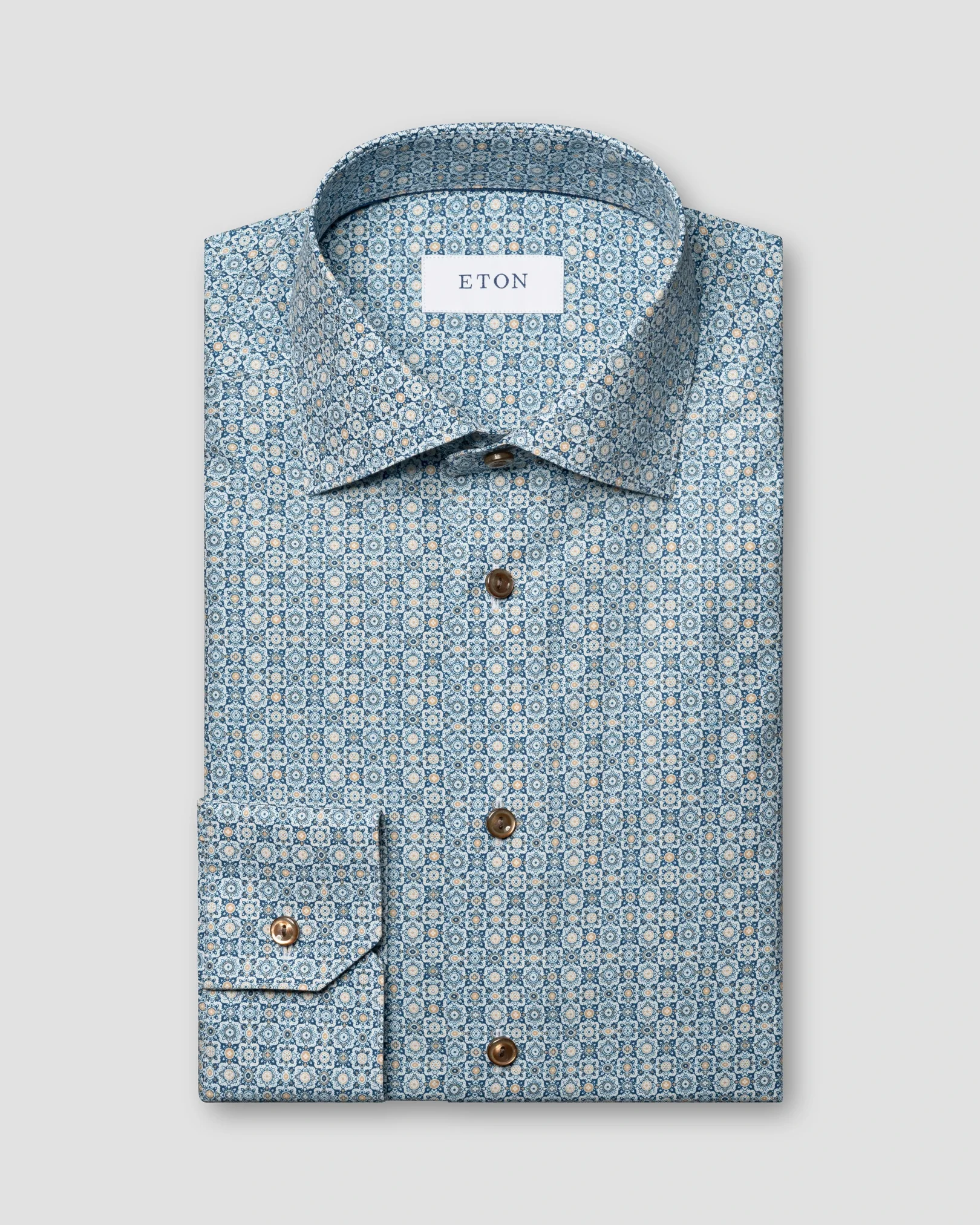 Eton - mid blue twill cut away collar single cuff contemporary fit