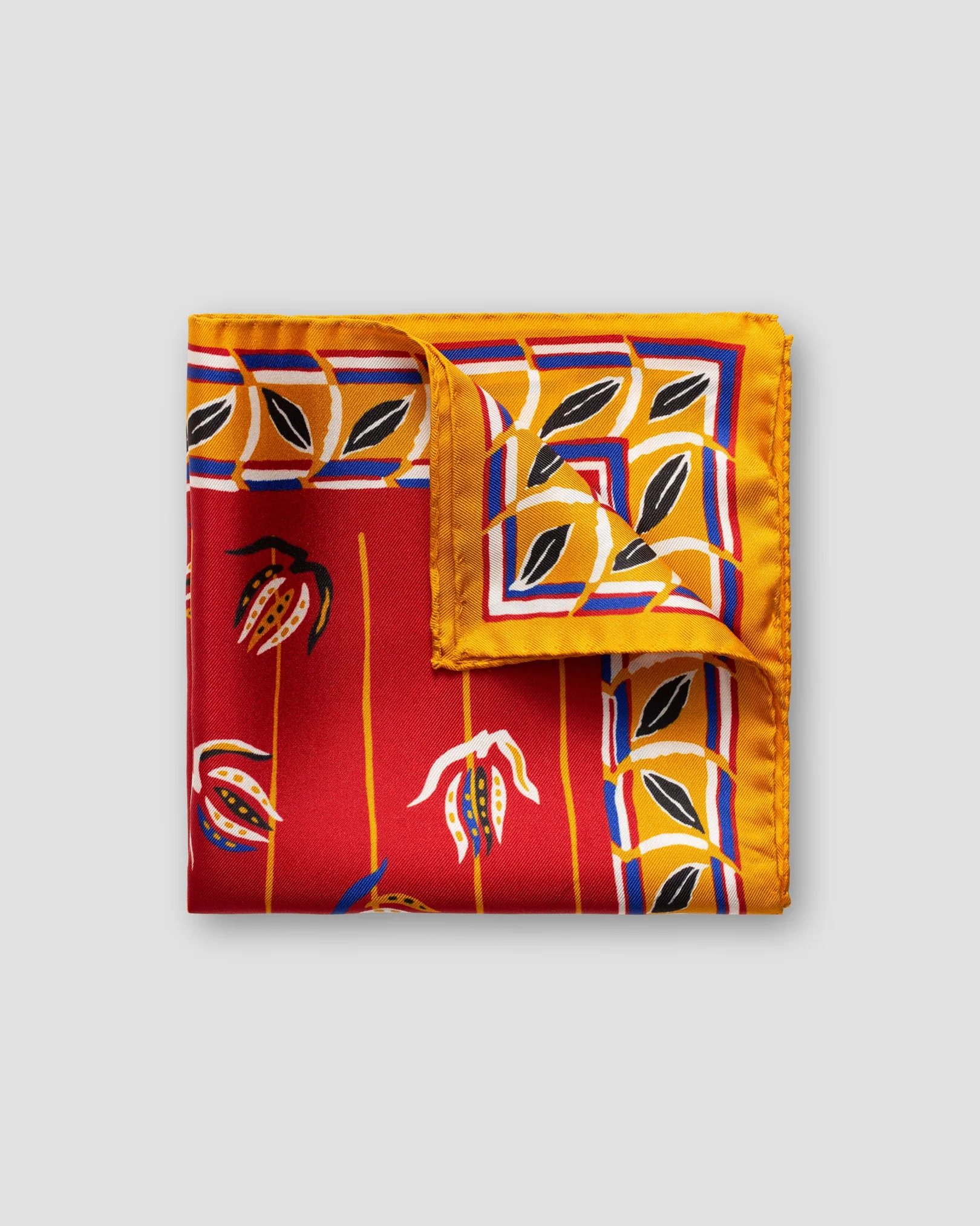 Eton - yellow leaf border pocket square
