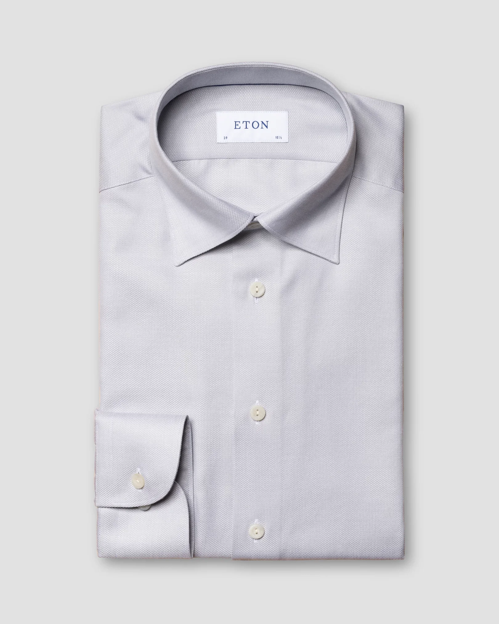 Eton - green cotton lyocell stretch knit effect shirt