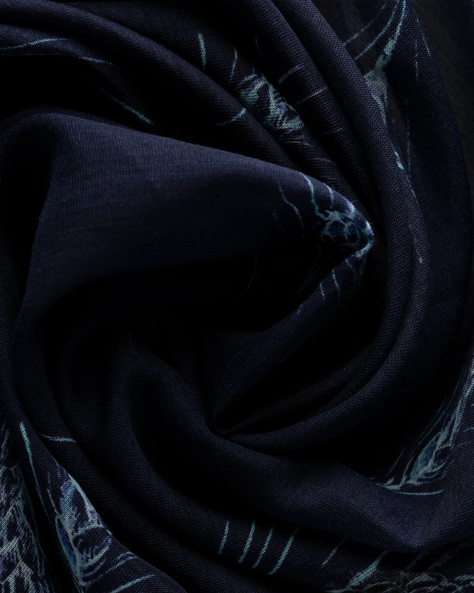 Eton - navy palm print cotton silk banadana
