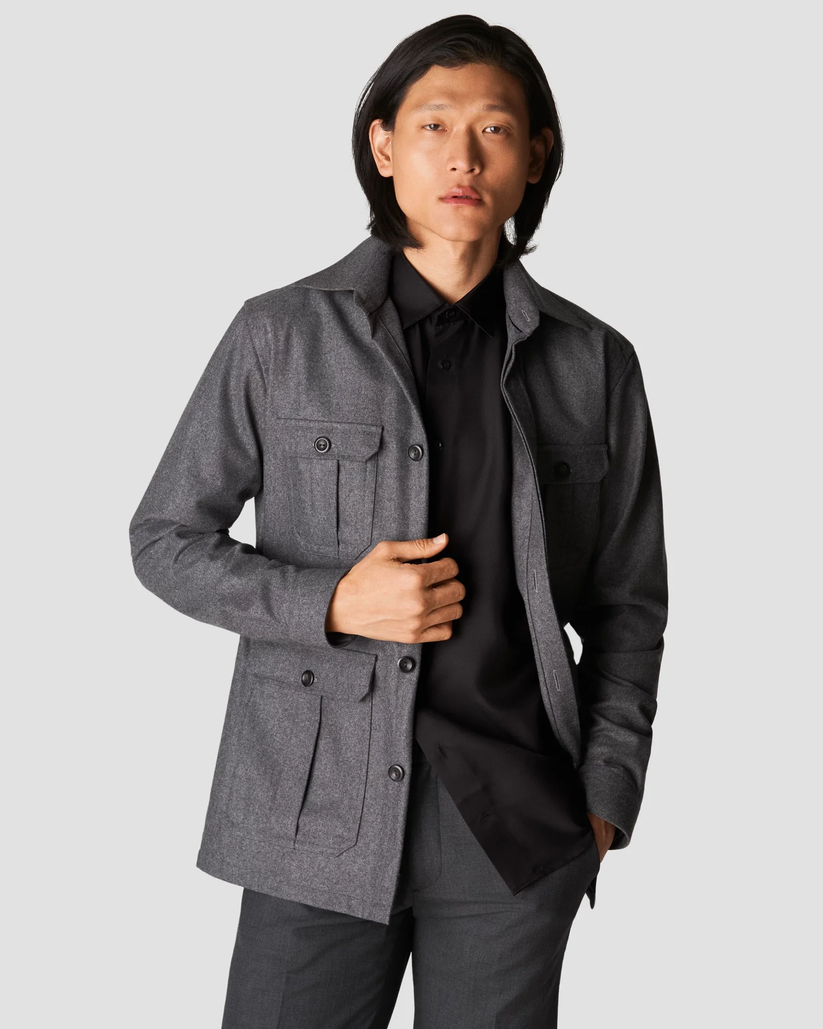 Eton - black silk shirt