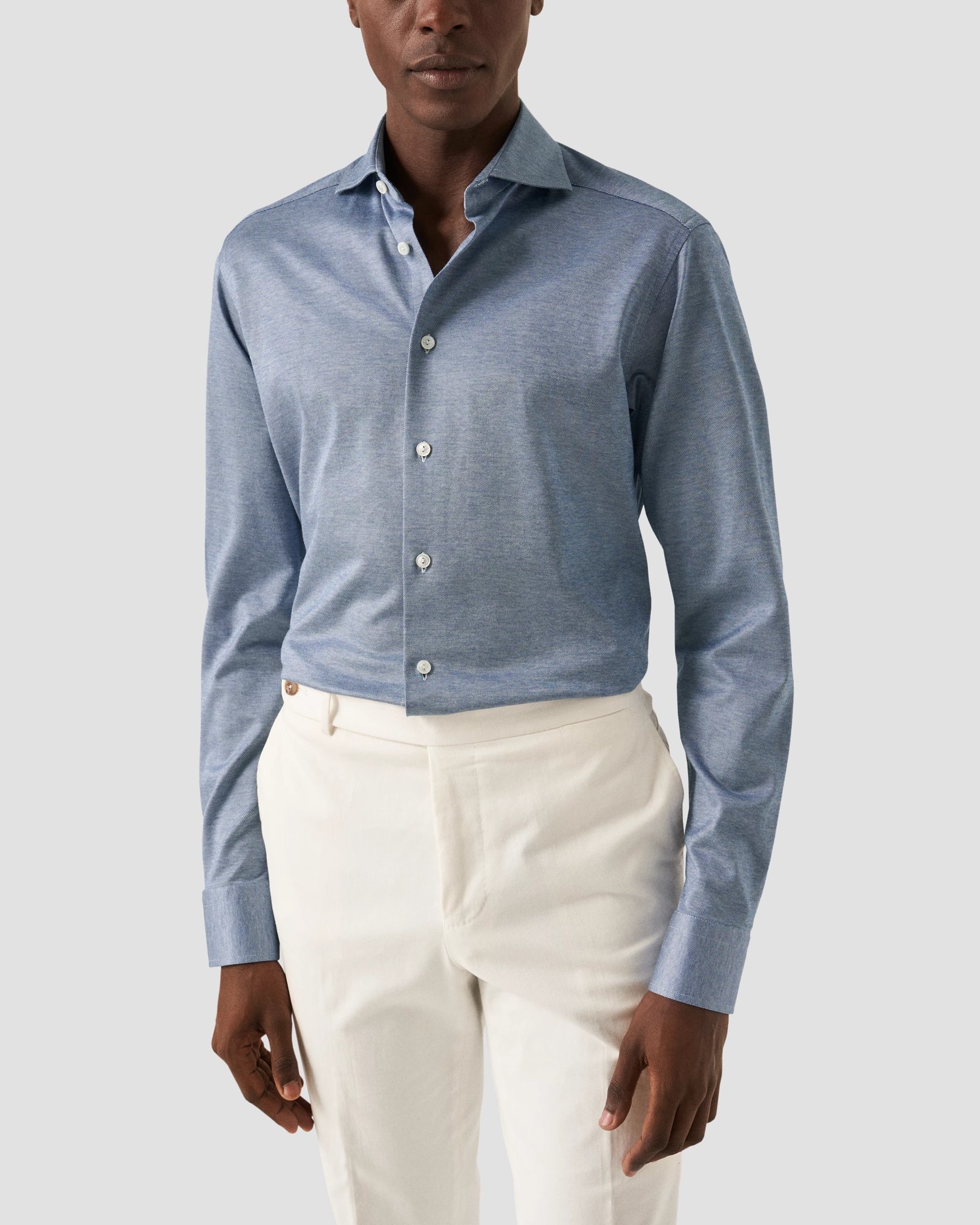 Eton - mid blue jersey wide spread
