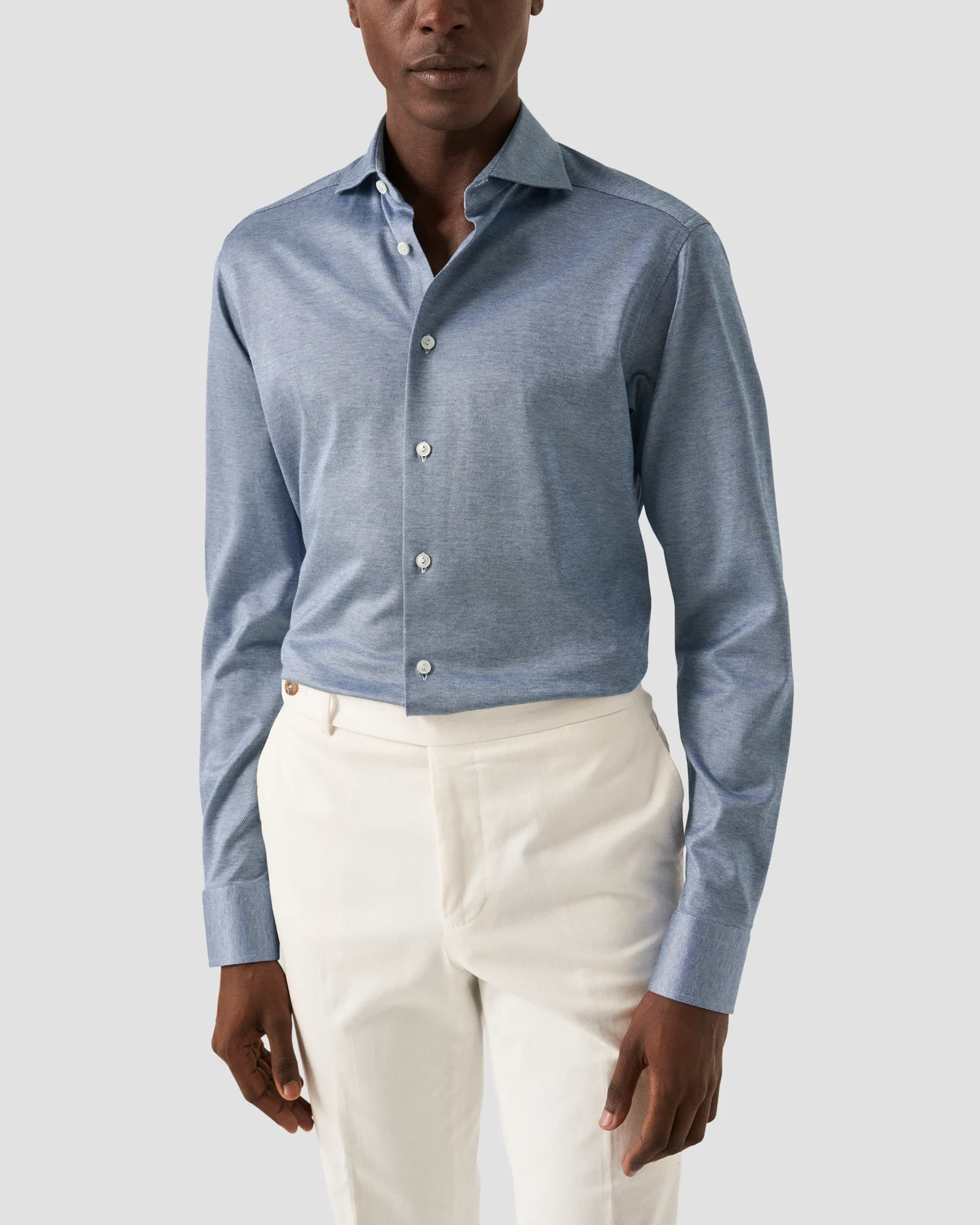 Eton - mid blue jersey wide spread