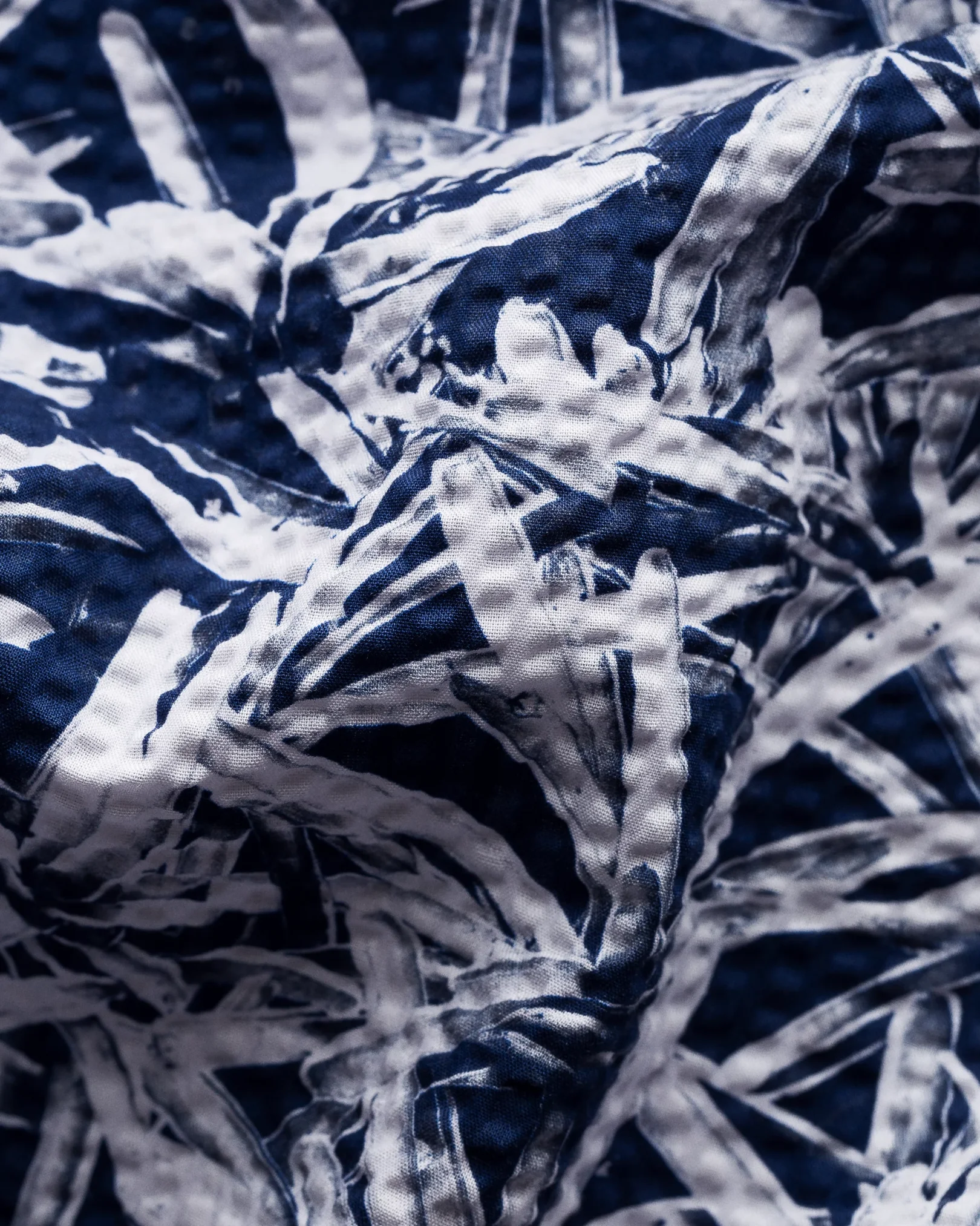Eton - navy blue seersucker resort folded short sleeve regular