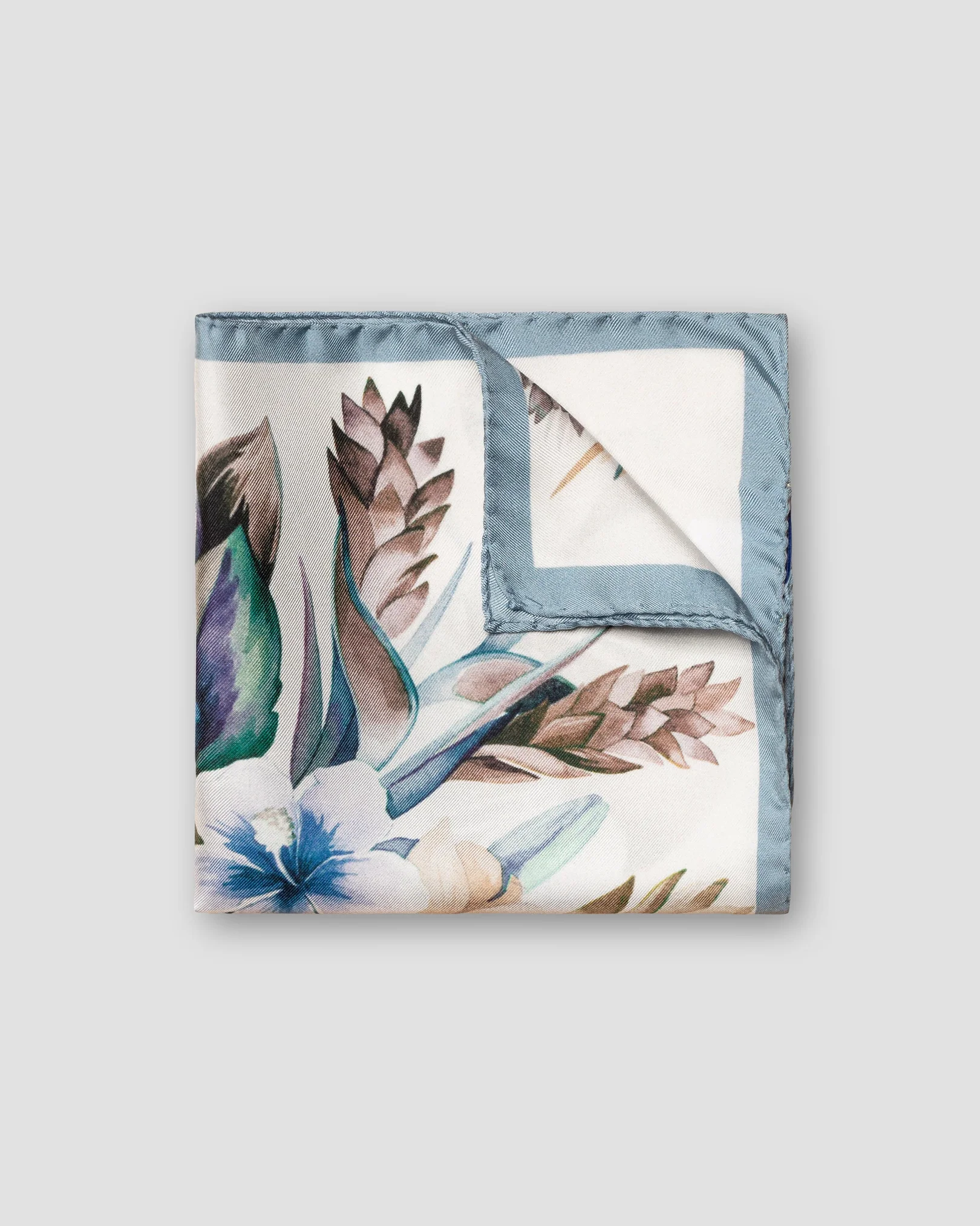 Eton - blue floral print silk pocket square