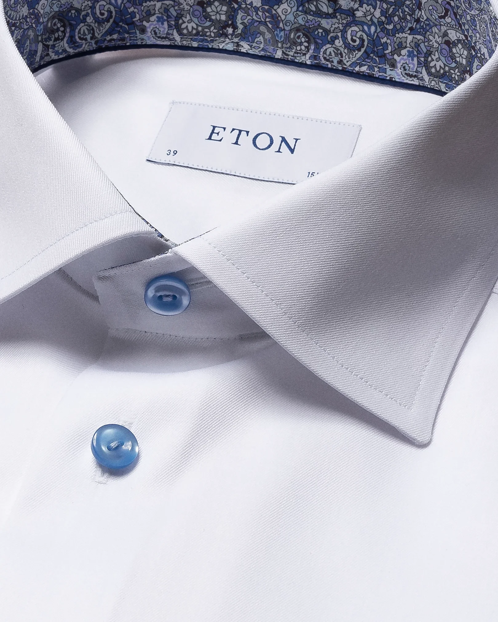 Eton - white signature twill shirt paisley details