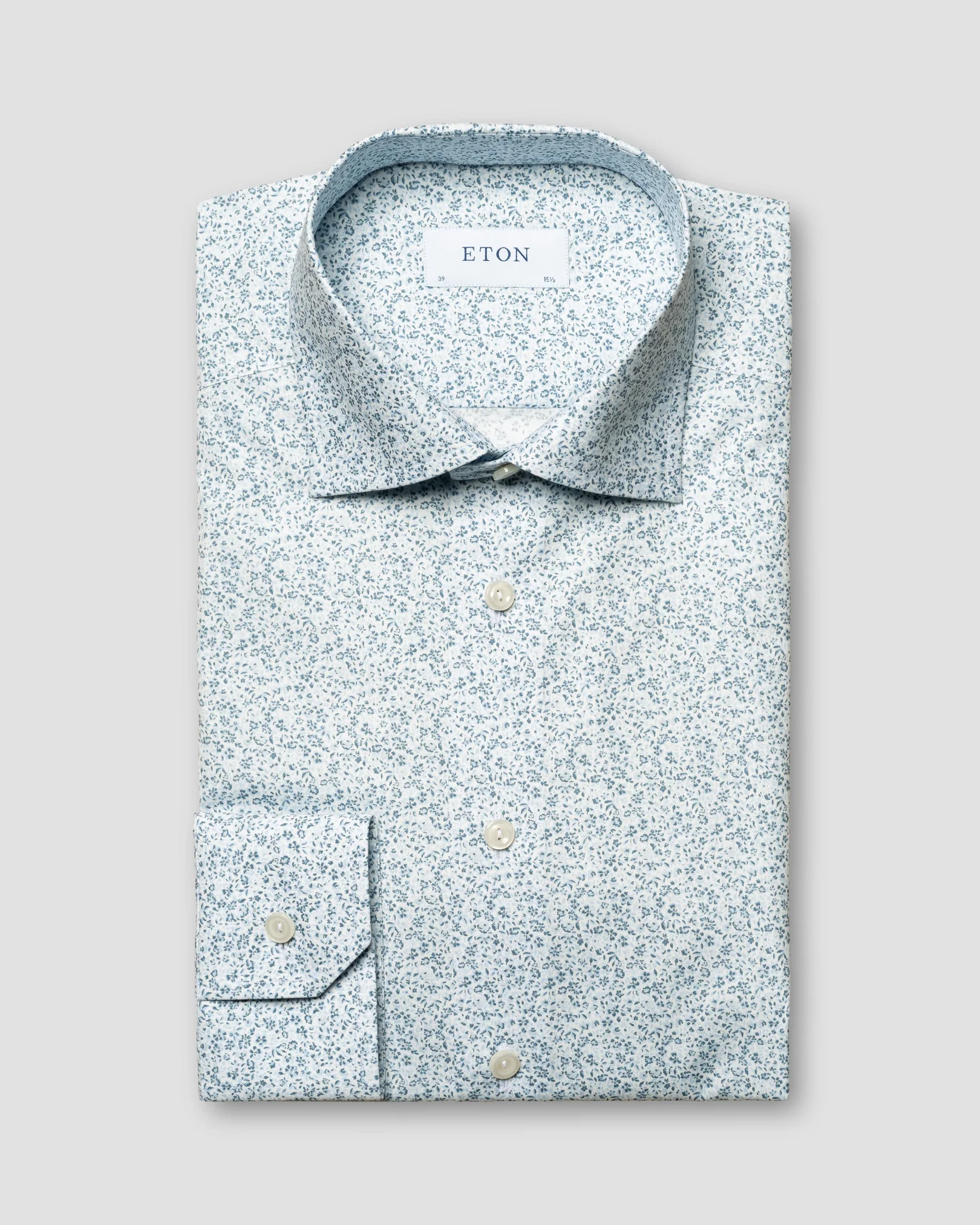 Eton - light blue poplin floral shirt