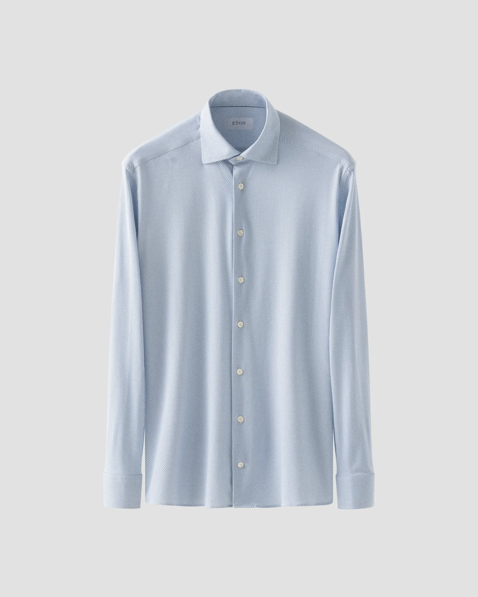 Eton - light blue geometric cotton four way stretch shirt