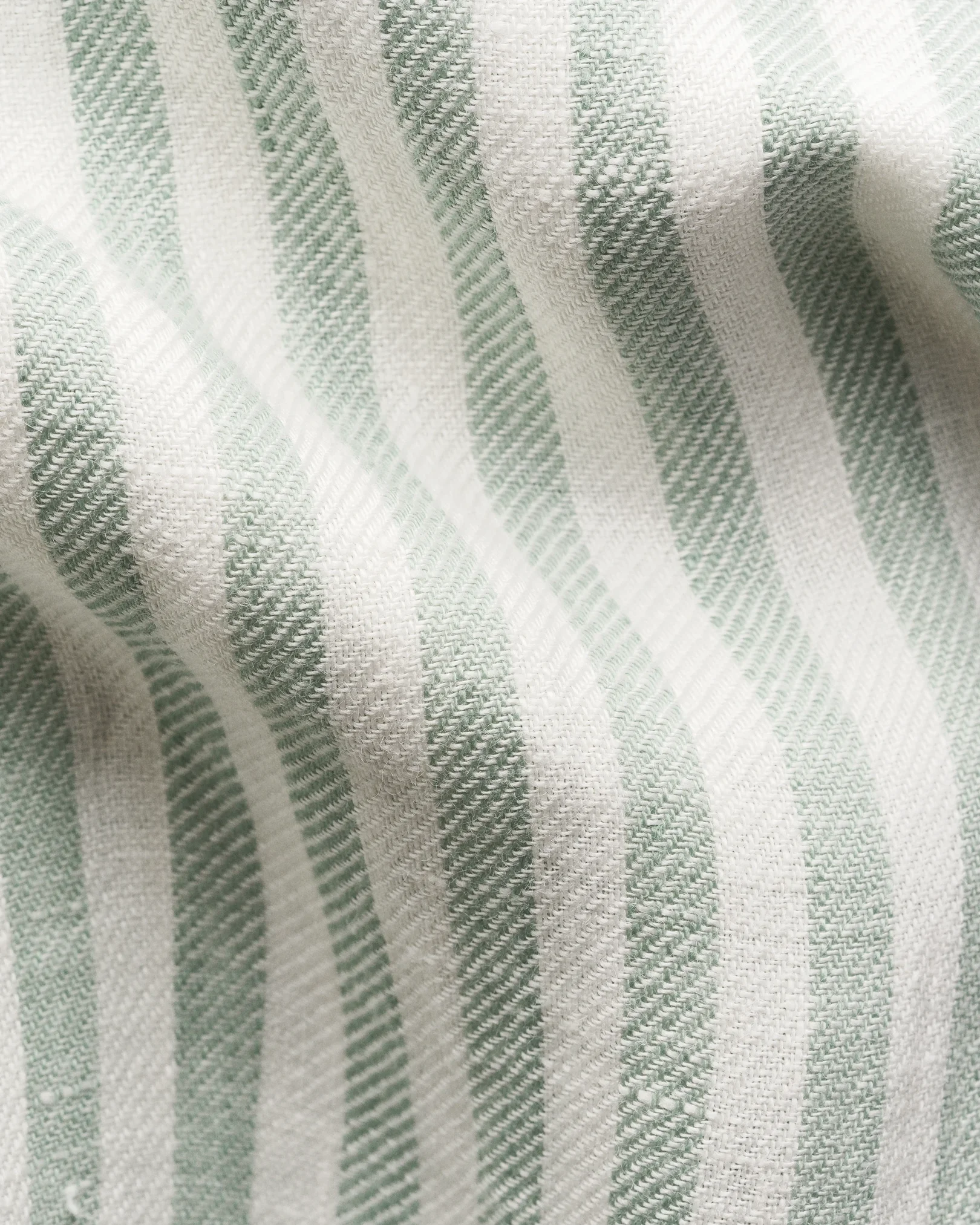 Eton - mid green striped linen twill shirt
