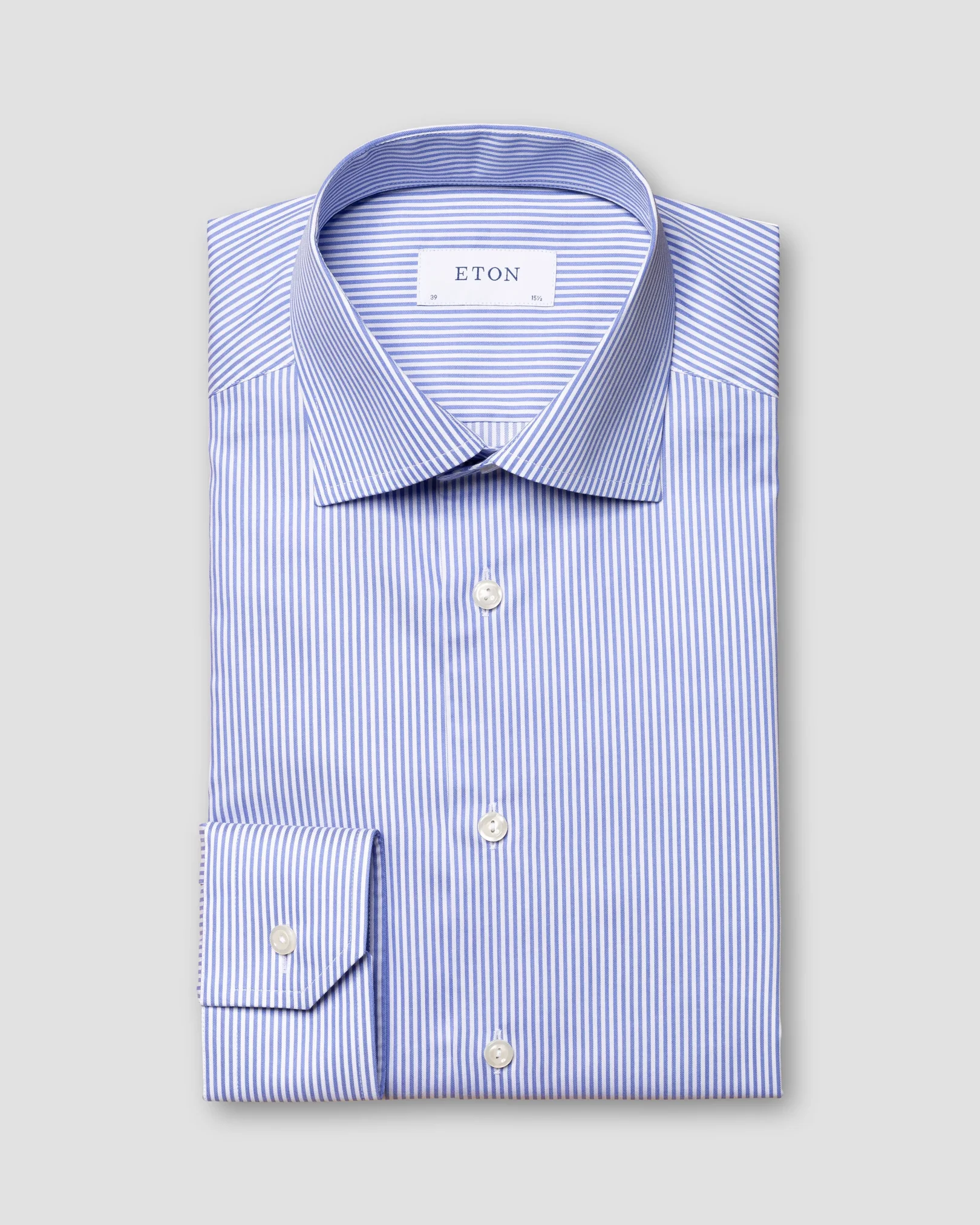Eton - Mid Blue Striped Fine Twill Shirt