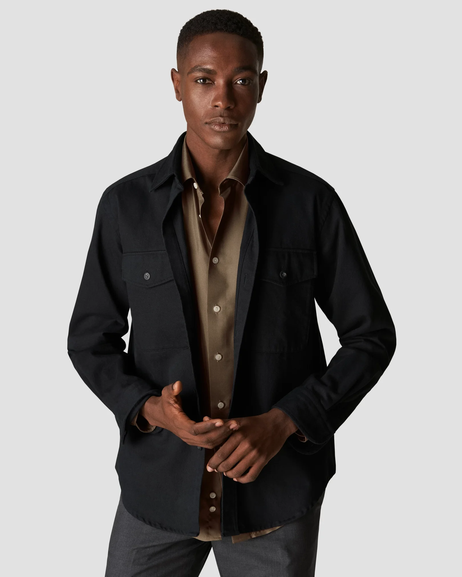 Eton - dark green silk shirt