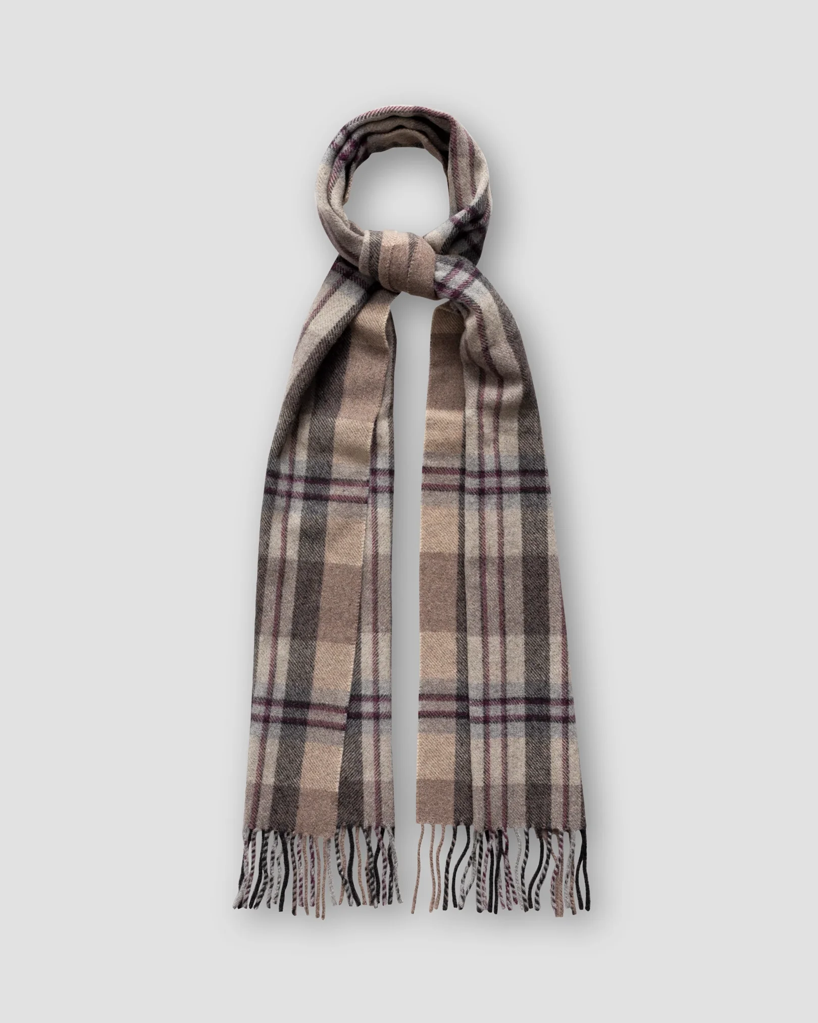 Eton - brown check wool scarf