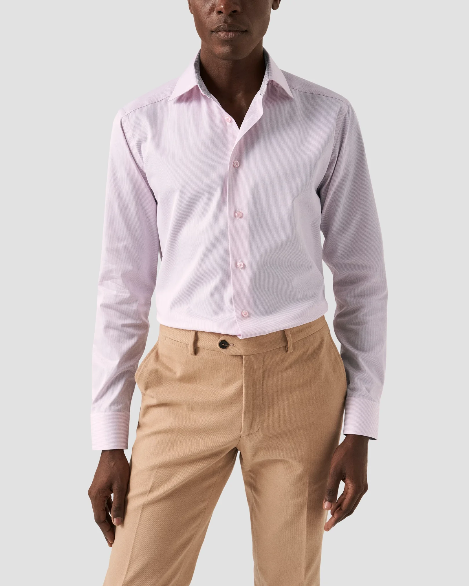 Eton - pink twill contrast shirt