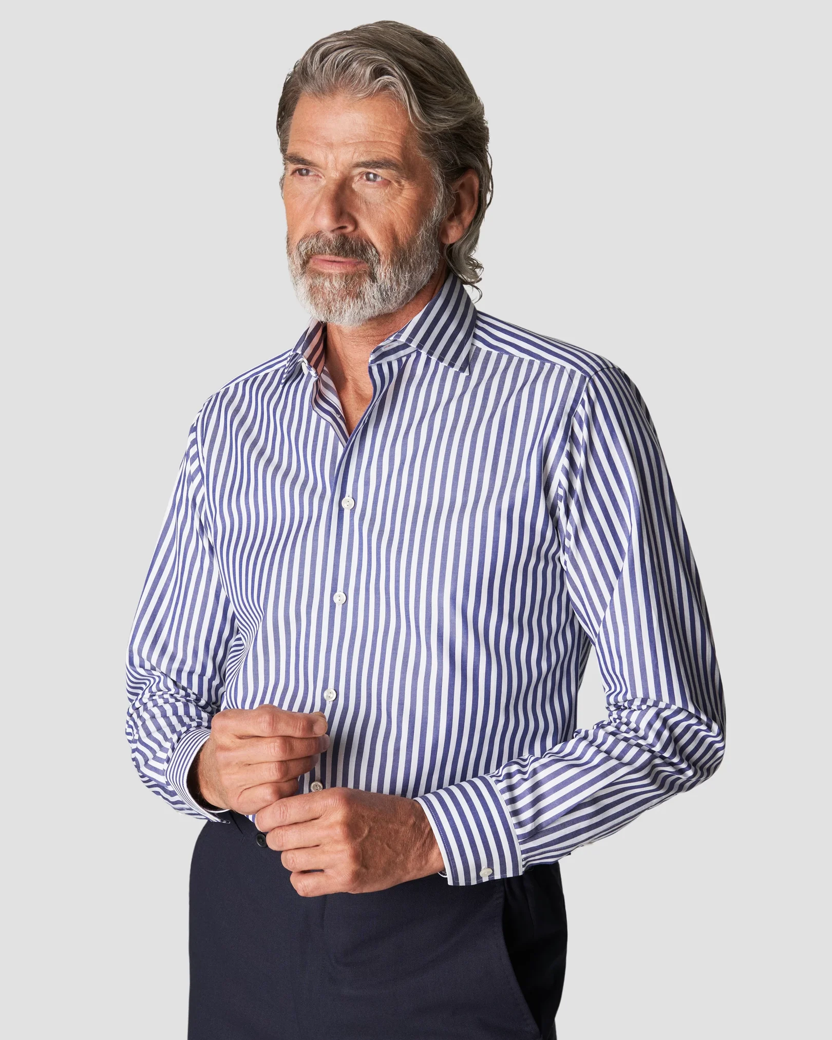 Eton - navy blue signature twill bold stripe