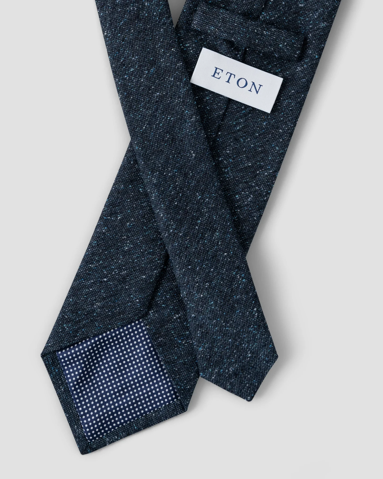 Eton - navy blue cotton silk blend tie