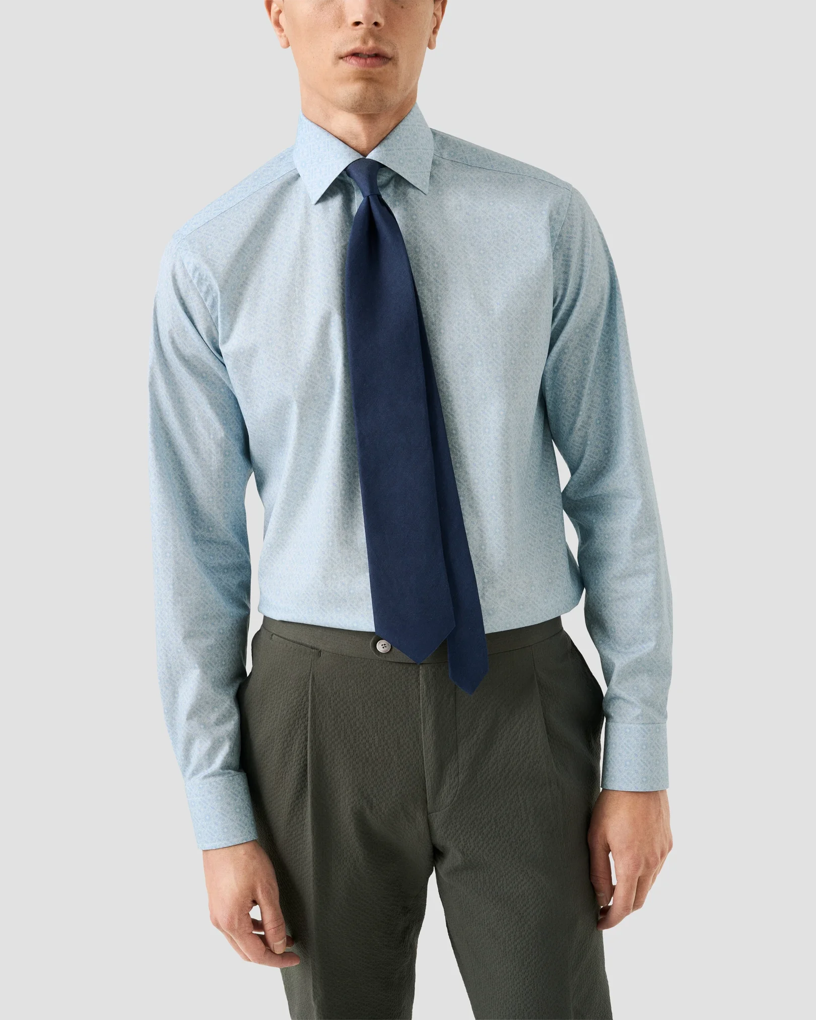 Eton - blue geometric signature twill shirt
